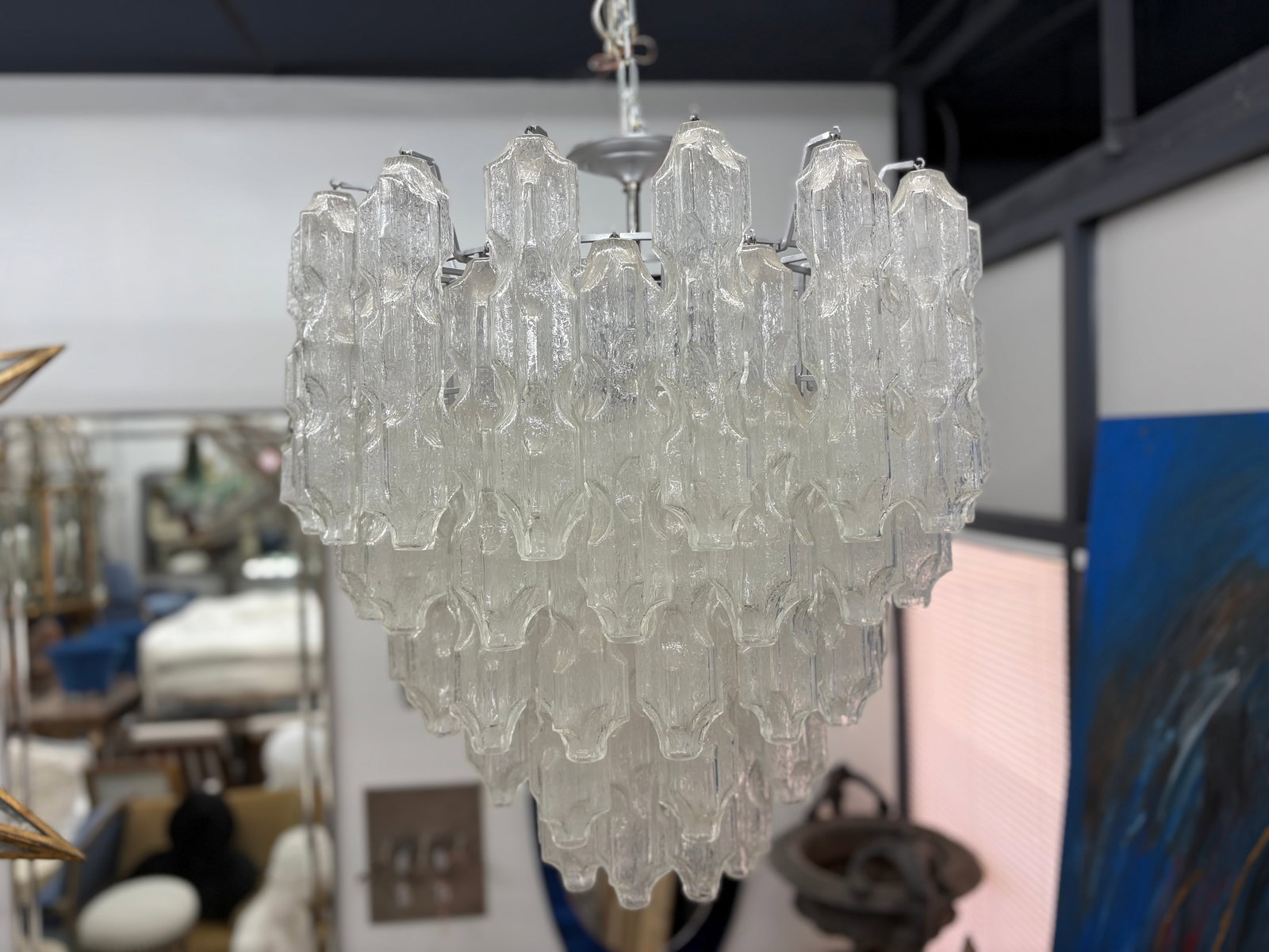 1960s Italian Modern Murano Glass Chandelier by Toni Zuccheri for Venini - 4