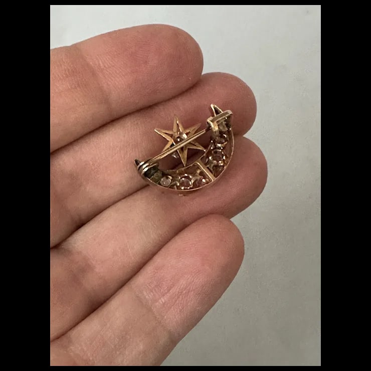 late 19th Century Victorian Celestial Moon & Star Pin/Pendant - 6