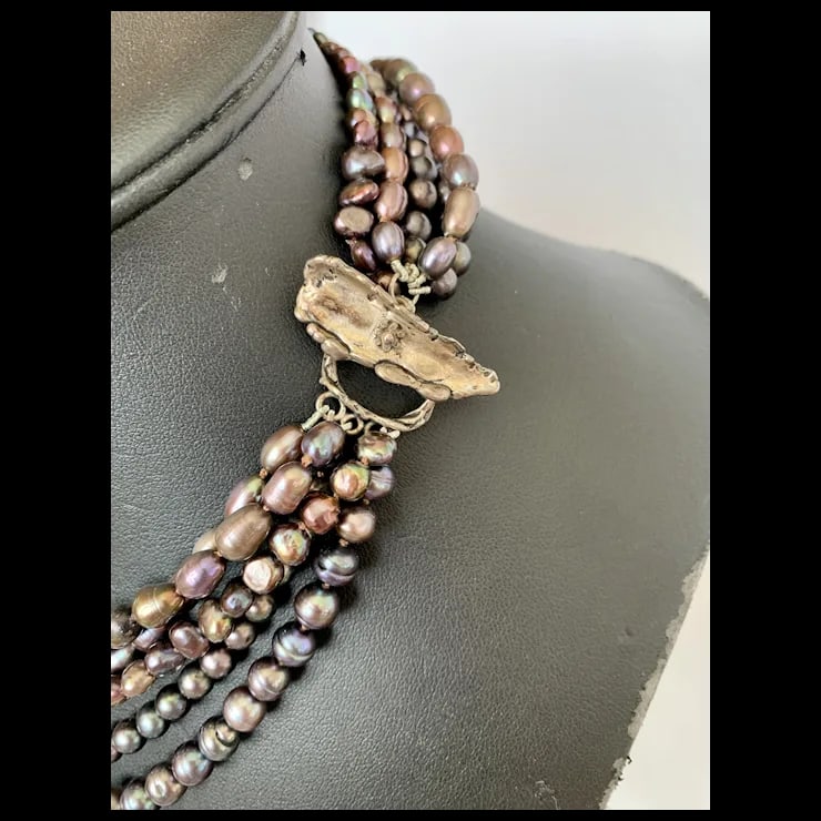 Late 20th Century Freshwater Peacock Pearl Necklace - 6