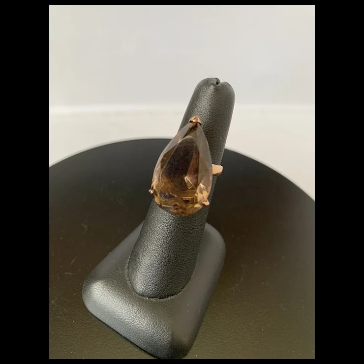 1960s Bold 14k Smoky Quartz Cocktail Ring, Size 5.5 - 3