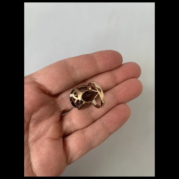 1960s Bold 14k Smoky Quartz Cocktail Ring, Size 5.5 - 6