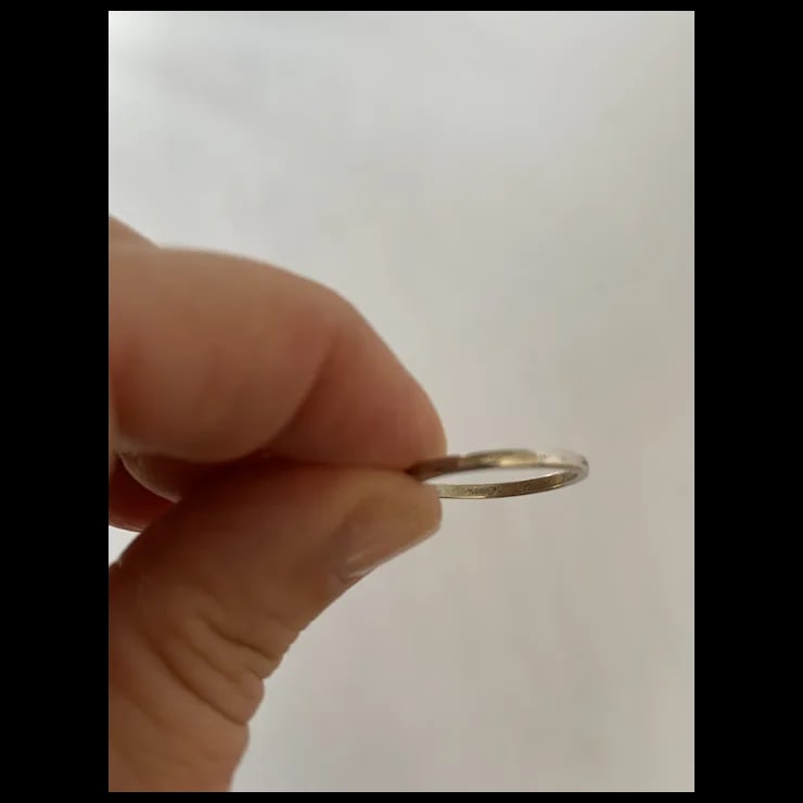 1920s Platinum Art Deco Engraved Wedding Band, Size 7 - 8