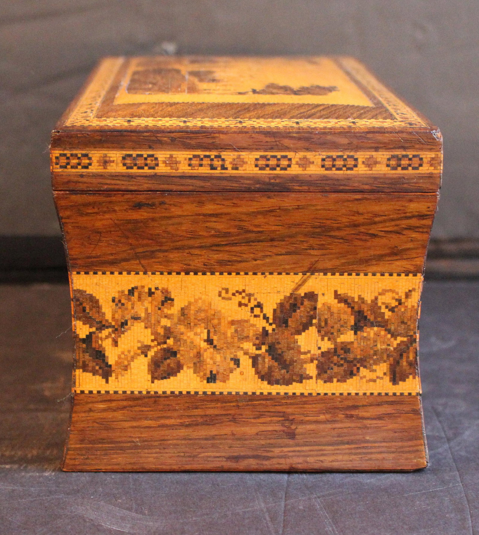 Circa 1850-60 English Tunbridge Ware Tea Caddy Box - 2
