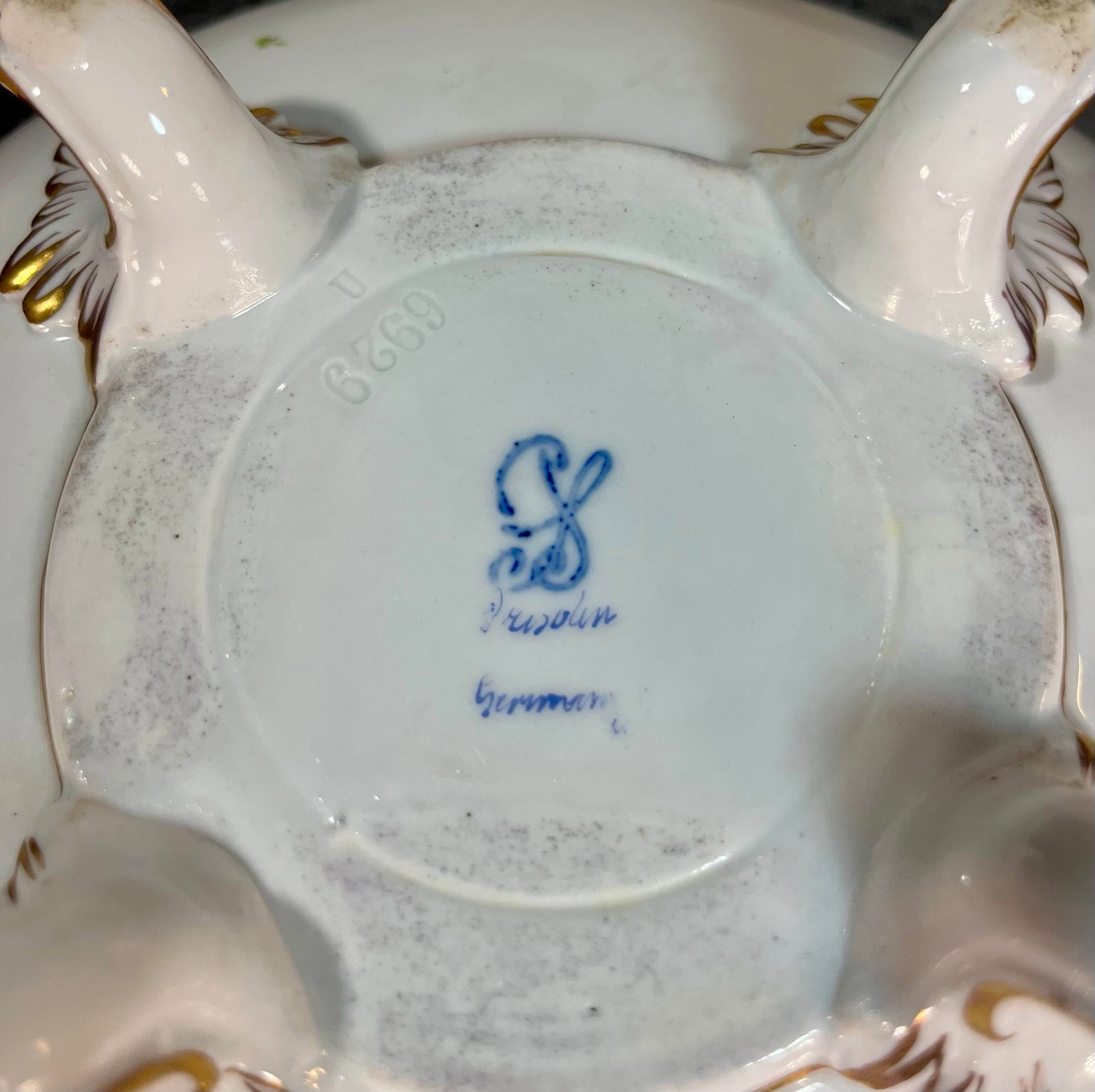 Antique Dresden Footed Reticulated Porcelain Bowl - 9