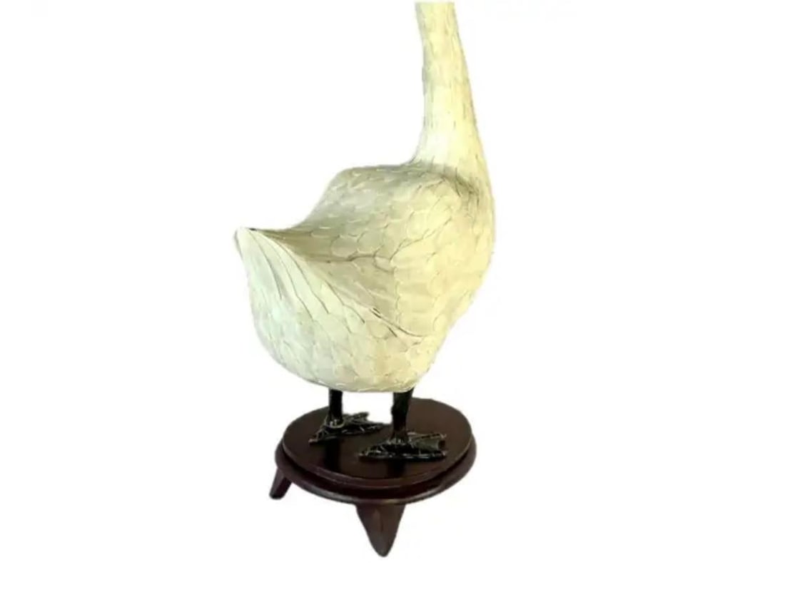 Chinese Hand-Cut Tessellated Bone Veneered Geese, a Pair - 10