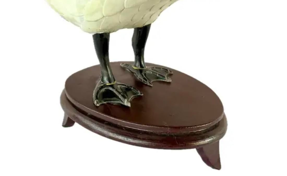 Chinese Hand-Cut Tessellated Bone Veneered Geese, a Pair - 11