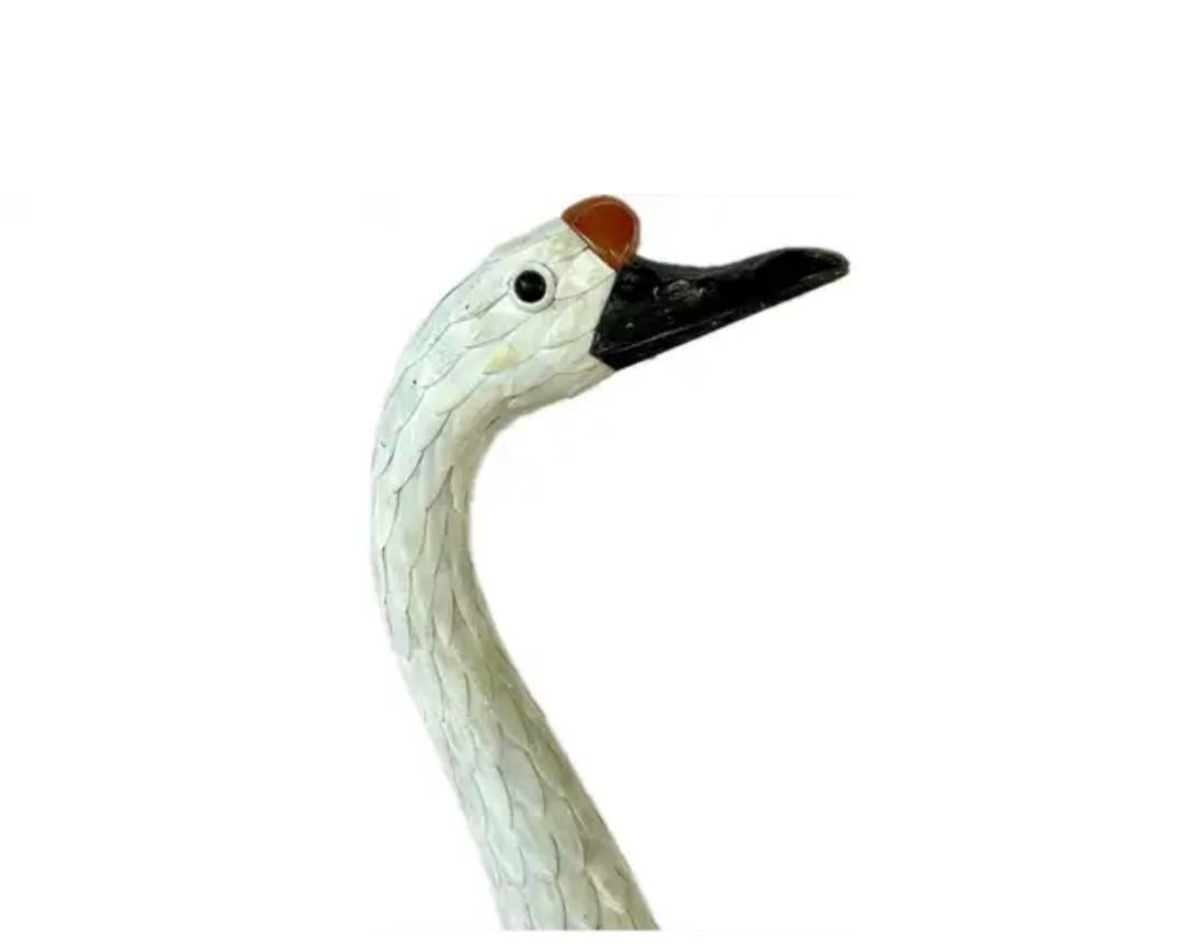 Chinese Hand-Cut Tessellated Bone Veneered Geese, a Pair - 12