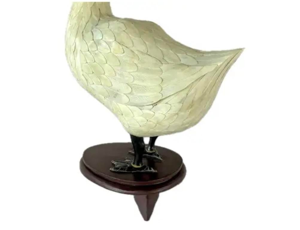 Chinese Hand-Cut Tessellated Bone Veneered Geese, a Pair - 13