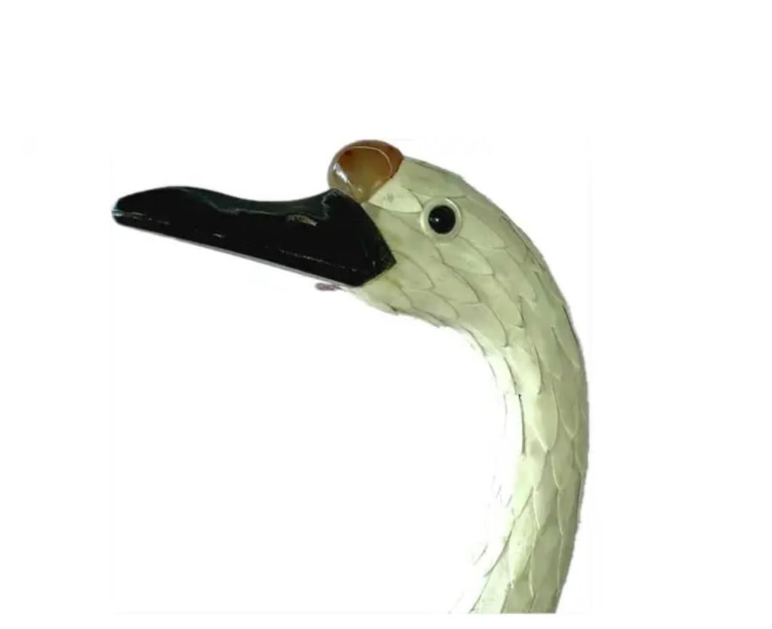 Chinese Hand-Cut Tessellated Bone Veneered Geese, a Pair - 14