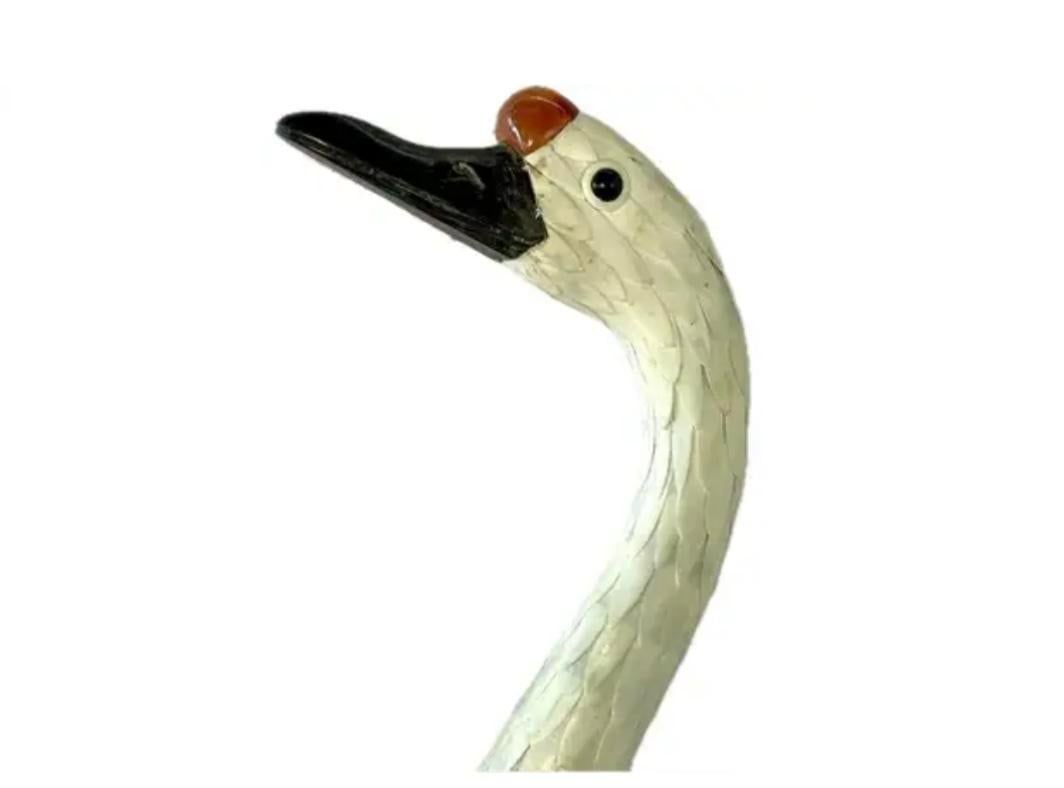Chinese Hand-Cut Tessellated Bone Veneered Geese, a Pair - 15