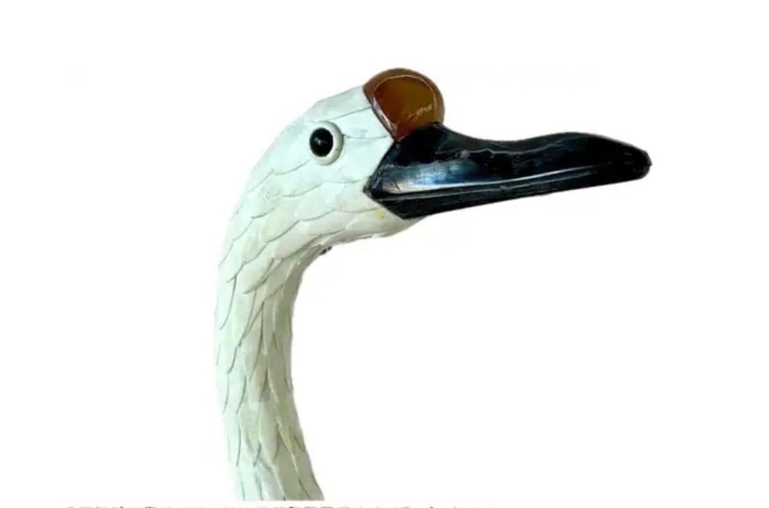 Chinese Hand-Cut Tessellated Bone Veneered Geese, a Pair - 7