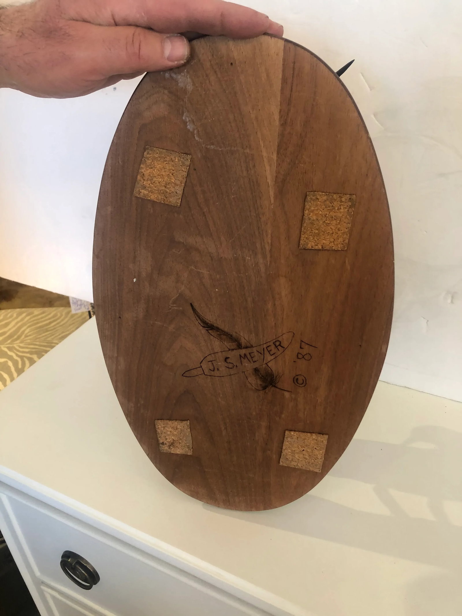 Nantucket Oval Tabletop Sculpture of Carved Wood Sandpipers on the Beach - 10