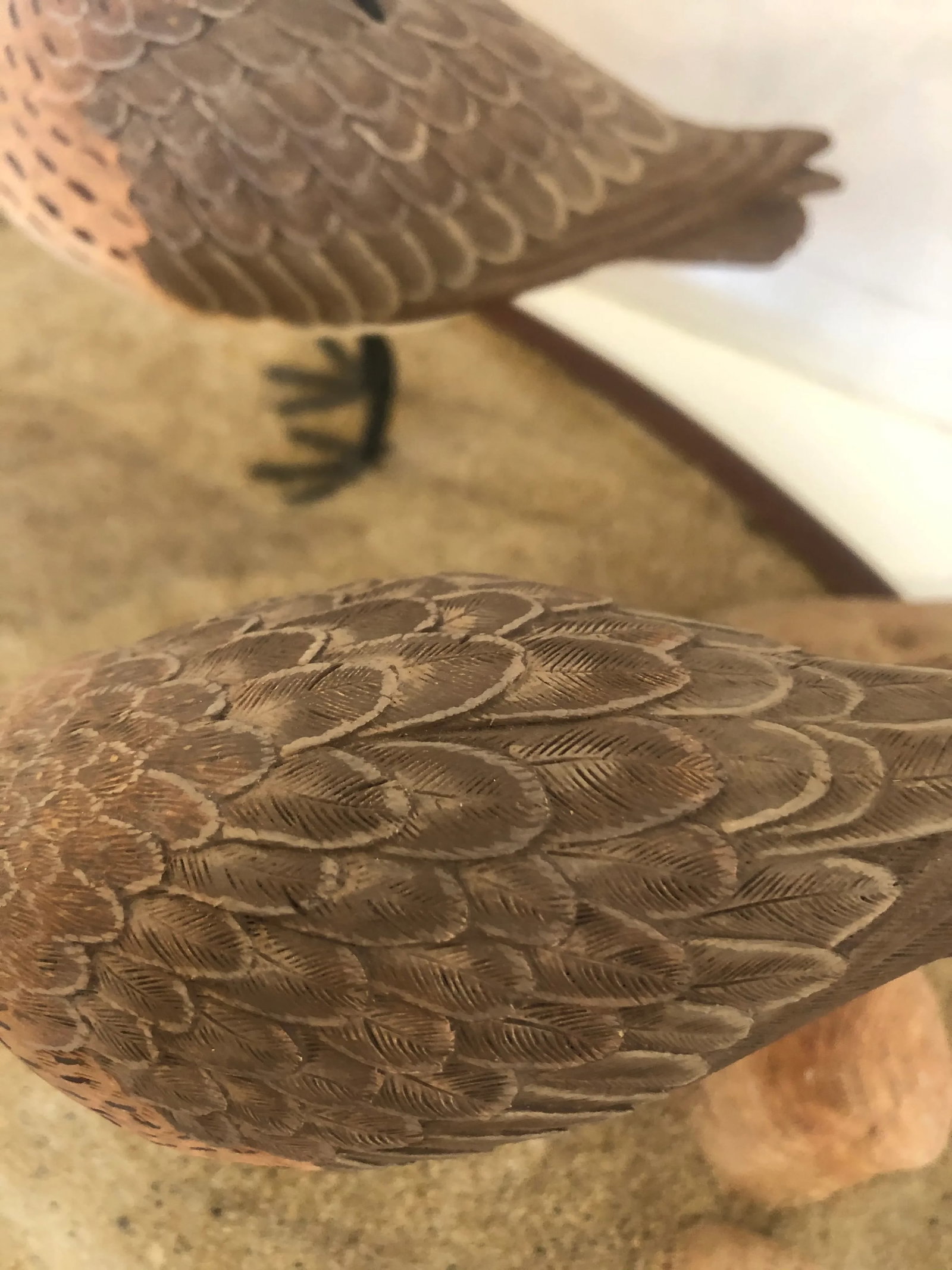 Nantucket Oval Tabletop Sculpture of Carved Wood Sandpipers on the Beach - 5