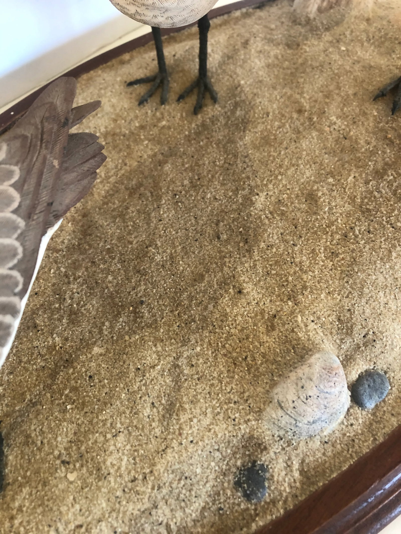 Nantucket Oval Tabletop Sculpture of Carved Wood Sandpipers on the Beach - 8