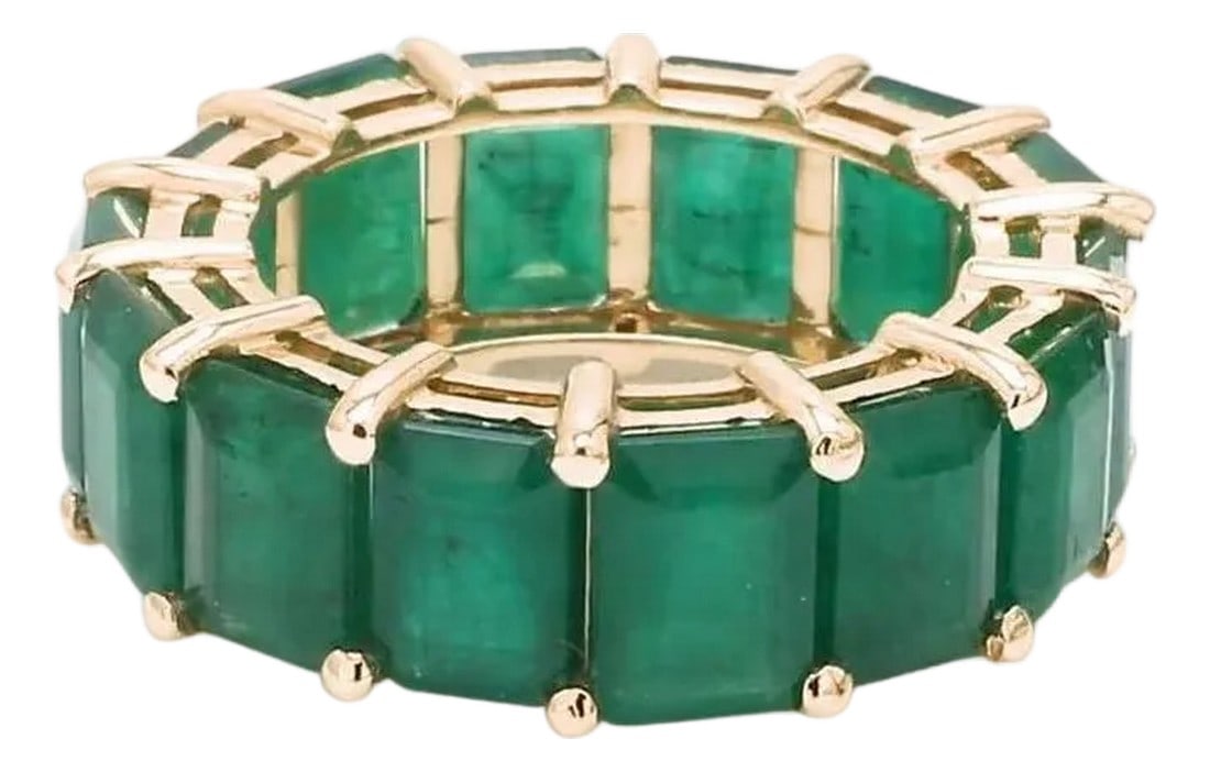 Natural 4.78 cts emerald ring in 14k gold: Real Emerald eternity band ring gold Natural emerald cut emerald ring gold Emerald cut eternity band ring Chunky emerald ring gold STONE DETAILS : âœ¦ Gemstone : Emerald