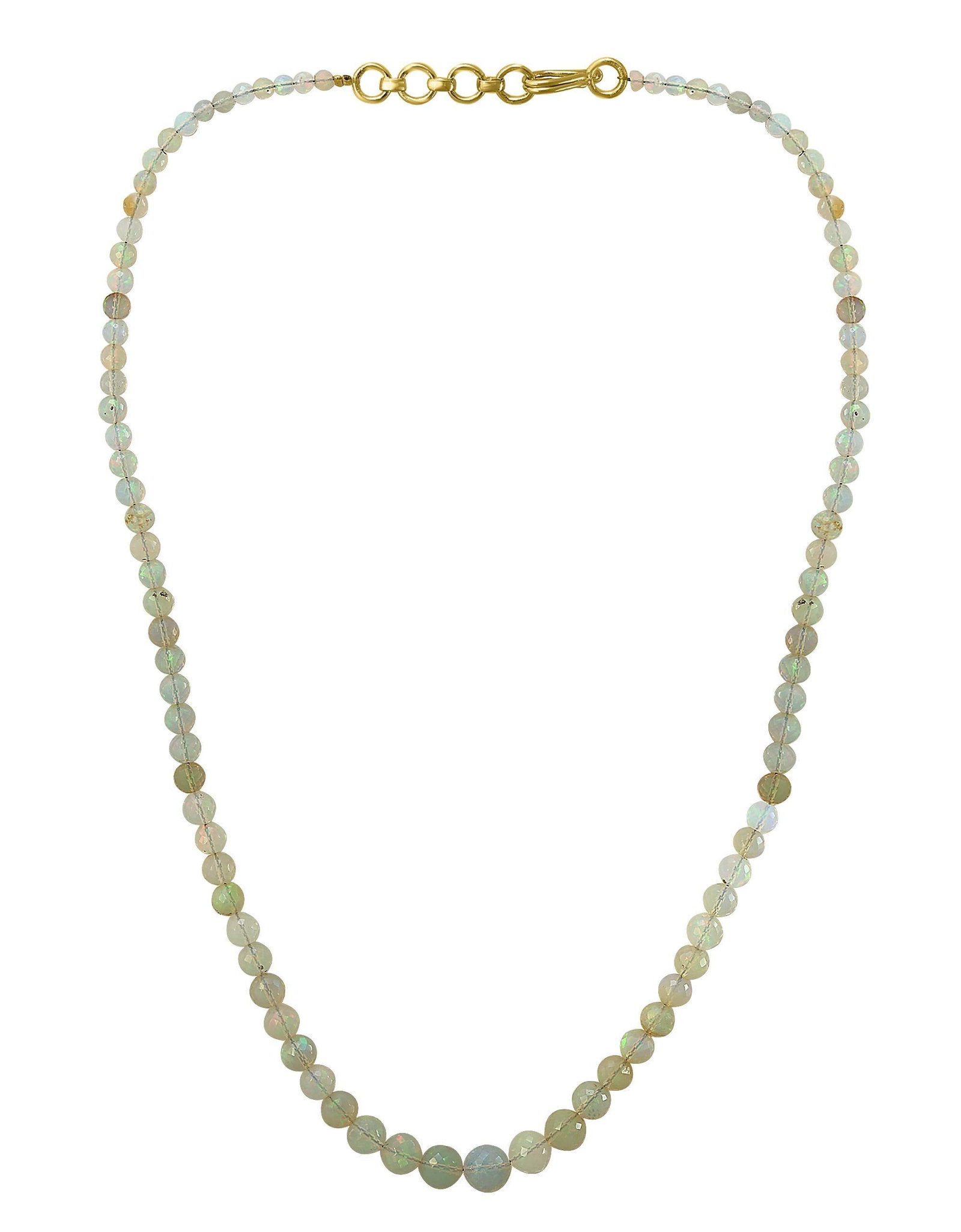 Natural Opal Faceted Bead Single Strand Necklace on Clearance Silver Clasp - 8