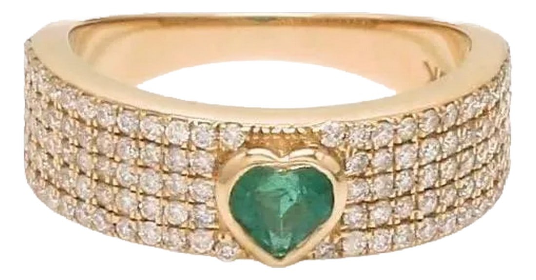 Natural 0.23 cts Zambian emerald & 0.49 cts diamond heart ring 18k gold: Real emerald heart shape ring 14K gold Natural 1.20ct big emerald heart diamond ring gold Emerald pinky ring Emerald cut proposal ring GEMSTONE DETAILS : âœ¦ Gemstone : Emerald â&#