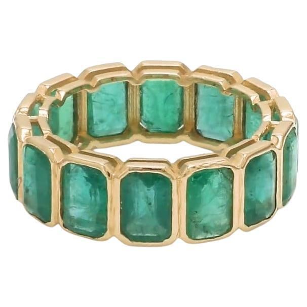 Natural 6.31 cts Zambian emerald band ring in 18k gold - 15