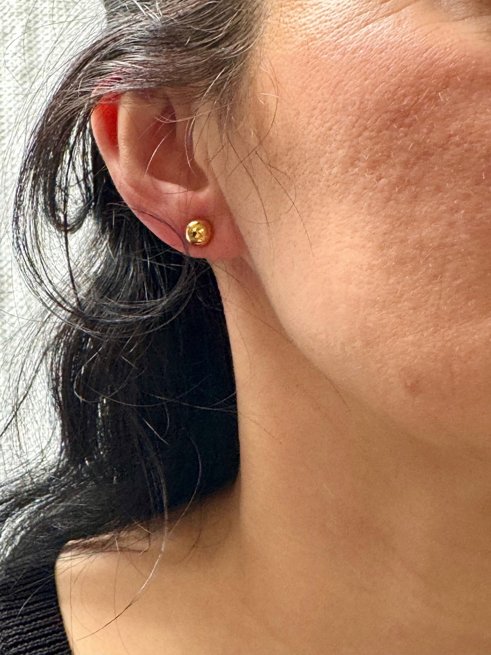 Round Ball Plain Gold Stud Post Earrings 14 Karat Yellow Gold - 12