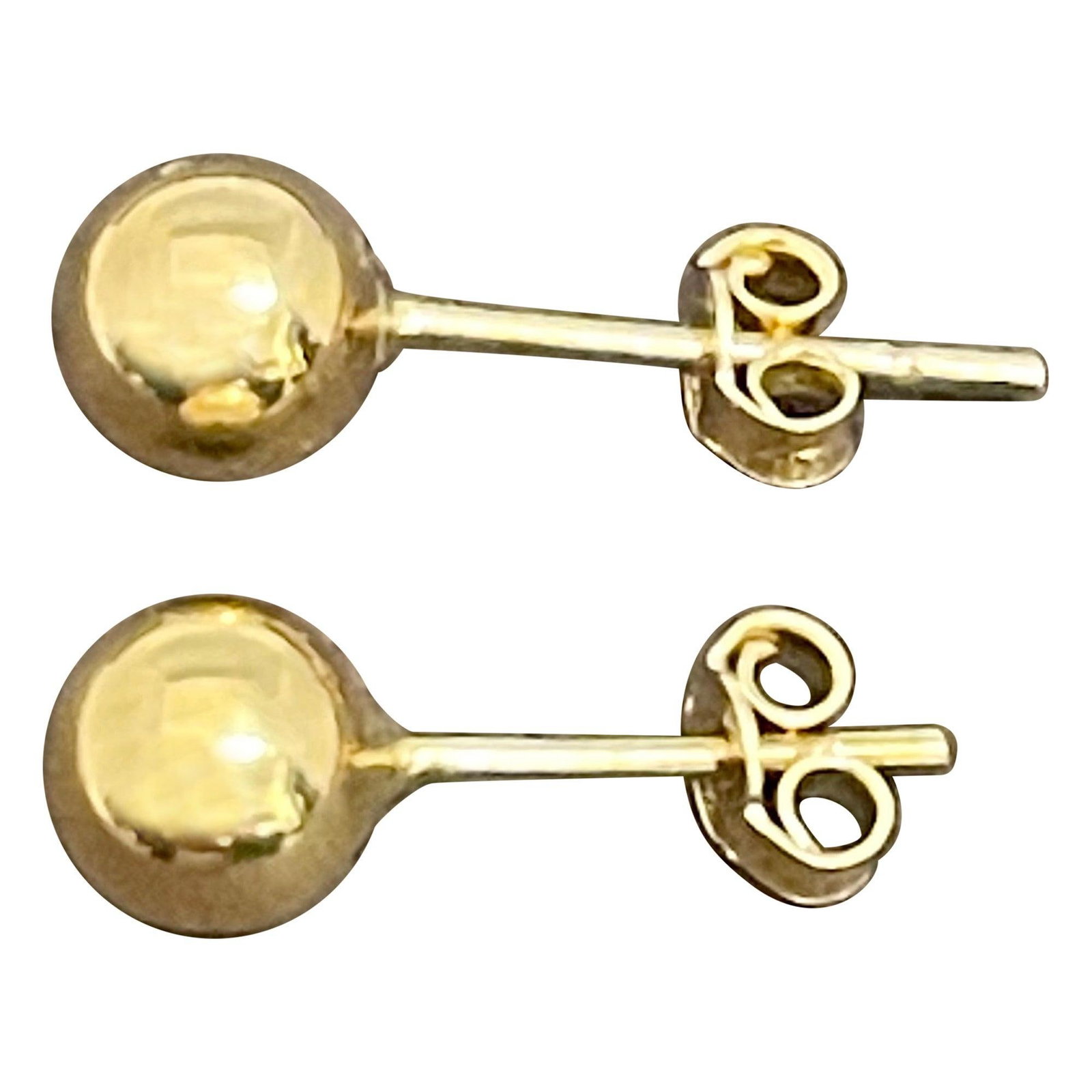 Round Ball Plain Gold Stud Post Earrings 14 Karat Yellow Gold - 15
