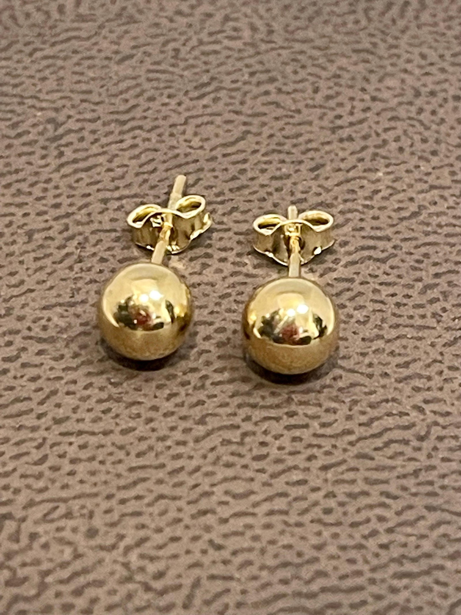 Round Ball Plain Gold Stud Post Earrings 14 Karat Yellow Gold - 17