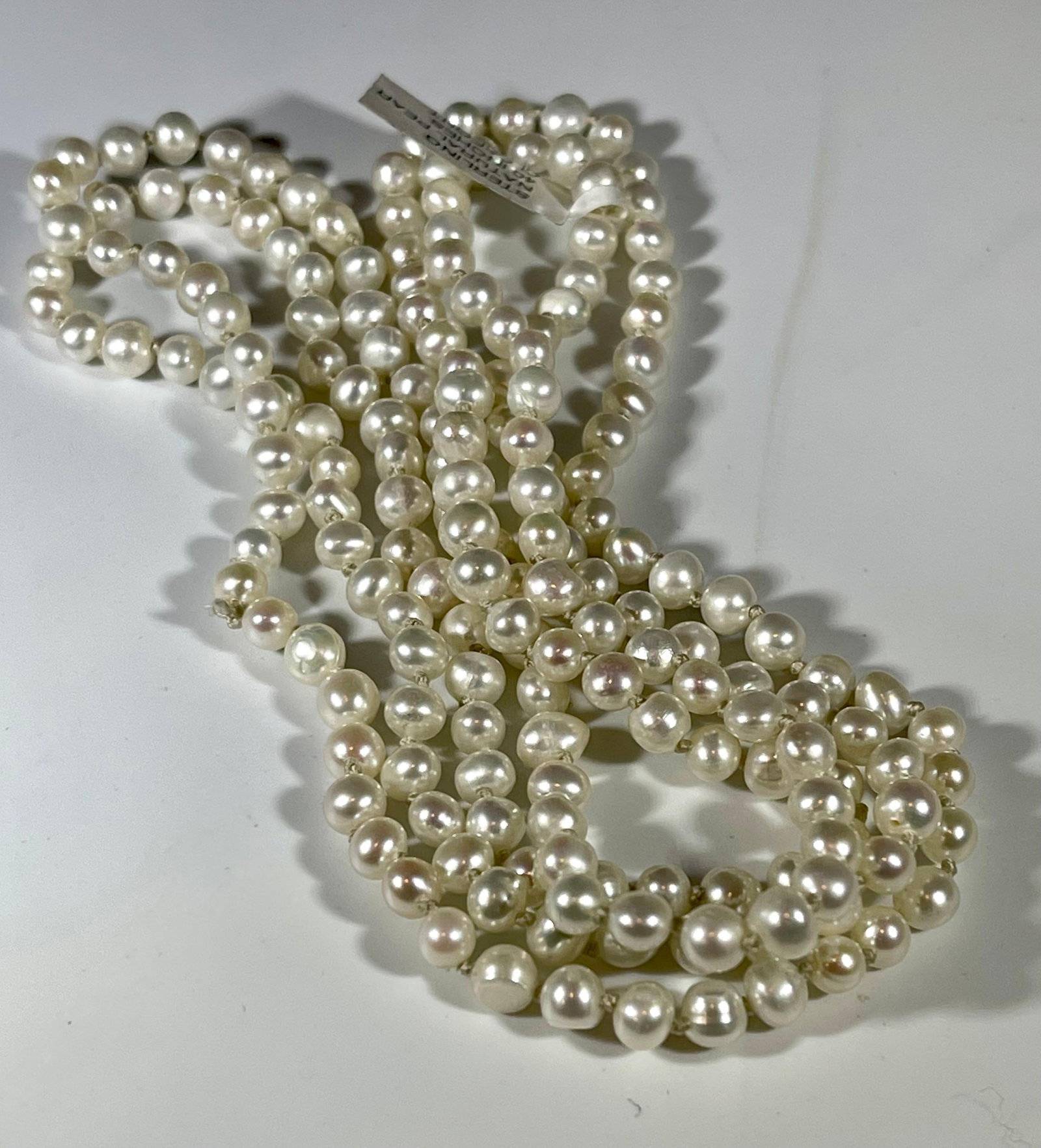 Fresh Water Round Pearl Single Strand Necklace, Opera Length - 7