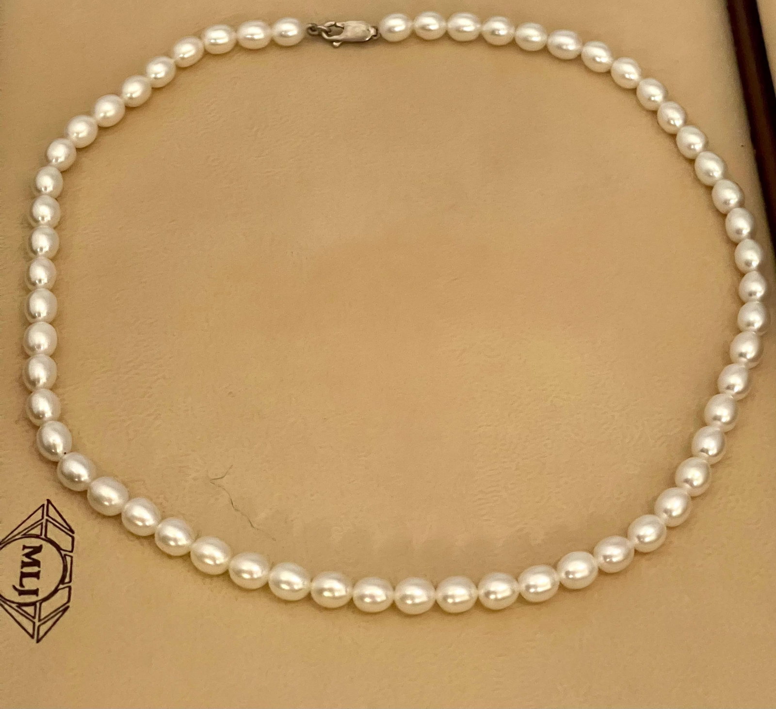 Fresh Water Elongated Pearl Single Strand Necklace, Silver Clasp - 12