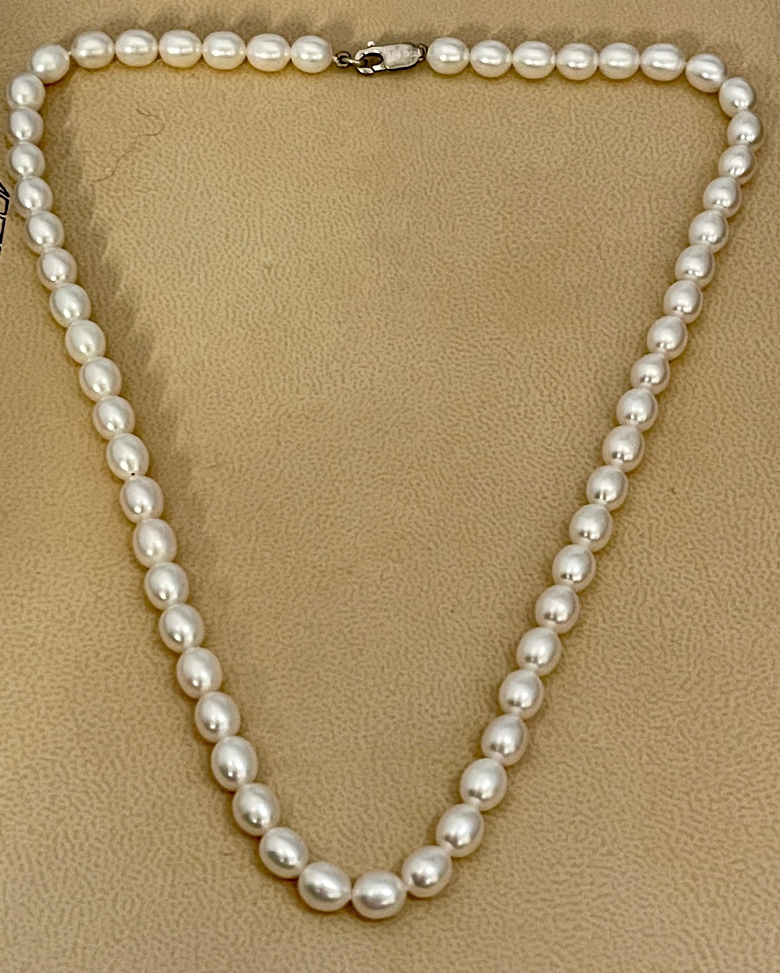 Fresh Water Elongated Pearl Single Strand Necklace, Silver Clasp - 16