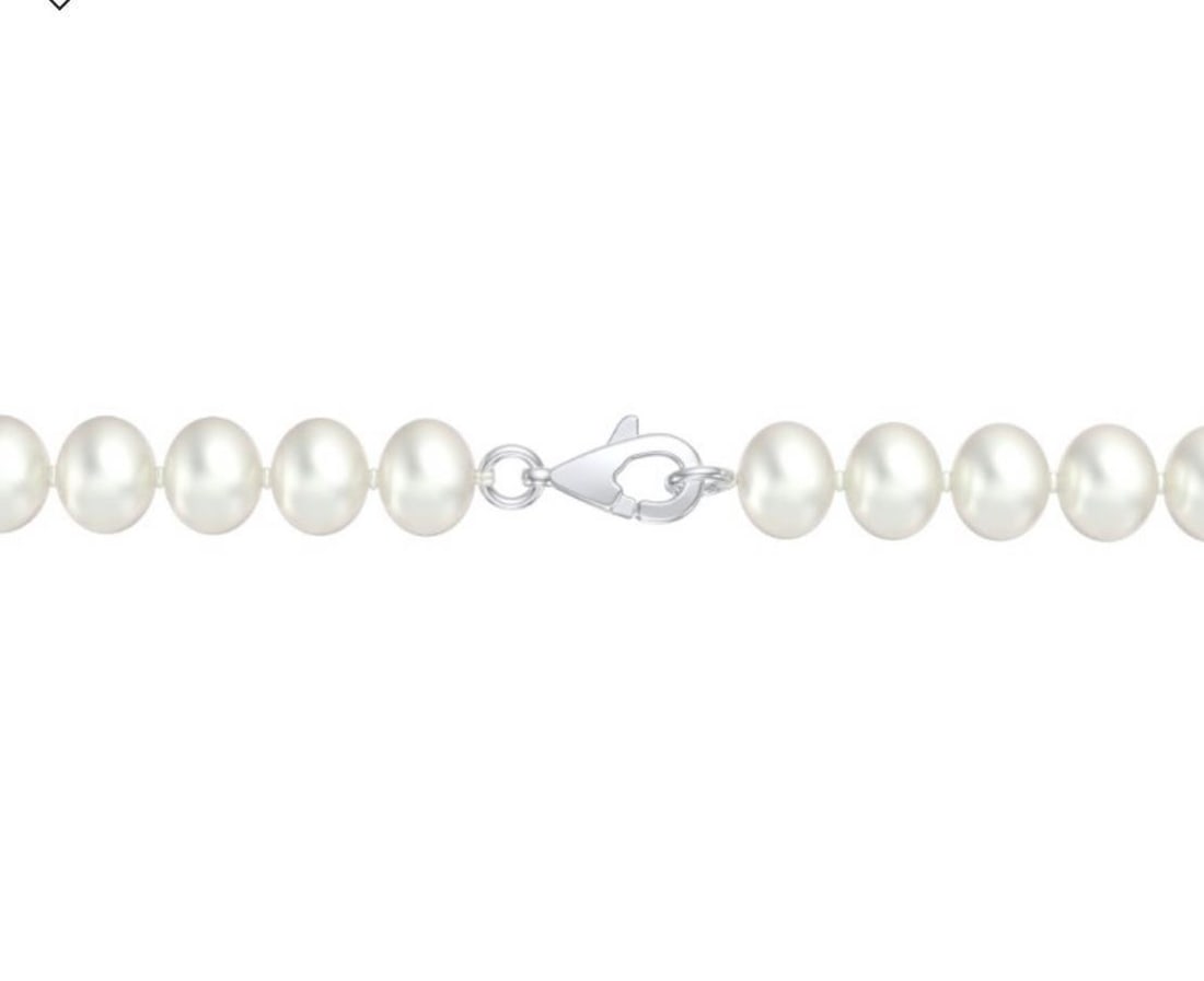Vintage Fresh Water Pearl Single Strand Necklace, Silver Clasp - 11