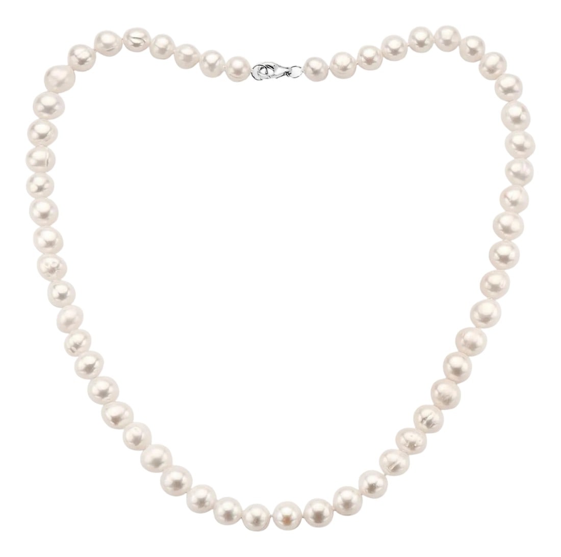 Vintage Fresh Water Pearl Single Strand Necklace, Silver Clasp: This marvelous Vintage Fresh Water Pearl Single Strand Necklace Length 16", Silver Clasp measuring approx. 6 to 6.5 mm Cream to white color Length of Strand including clasp 16 Inch PEARLS ARE AVERAGE
