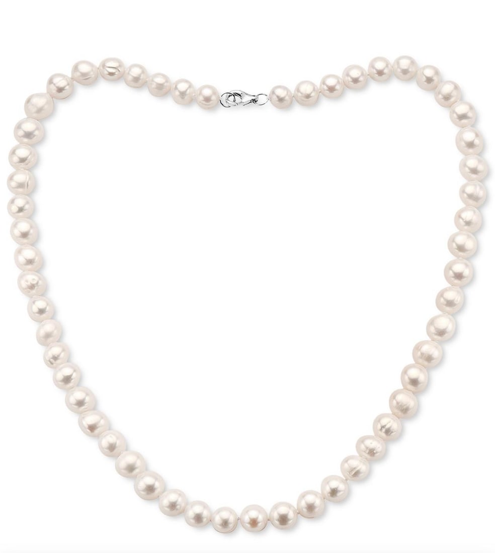 Vintage Fresh Water Pearl Single Strand Necklace, Silver Clasp - 4