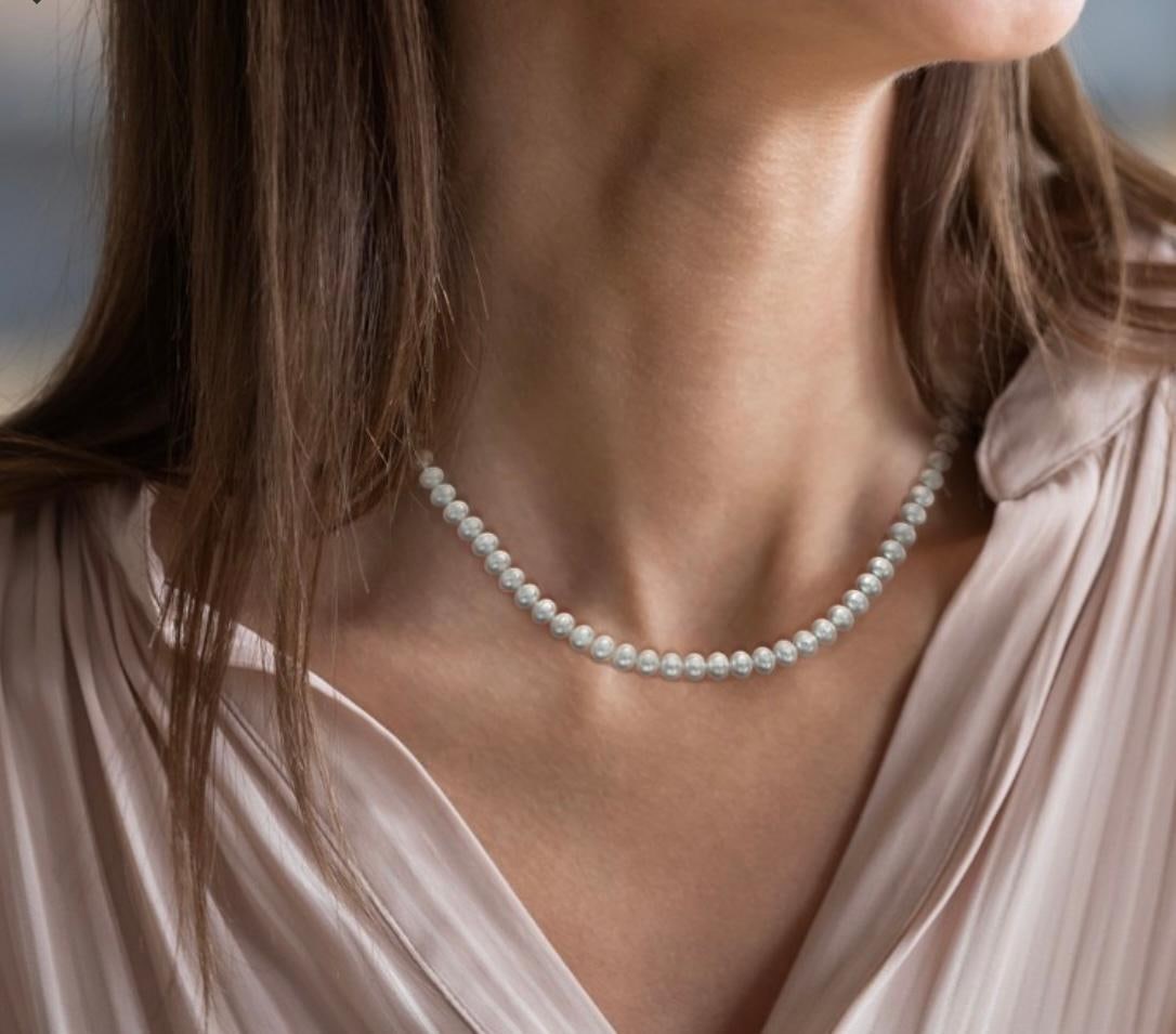 Vintage Fresh Water Pearl Single Strand Necklace, Silver Clasp - 9