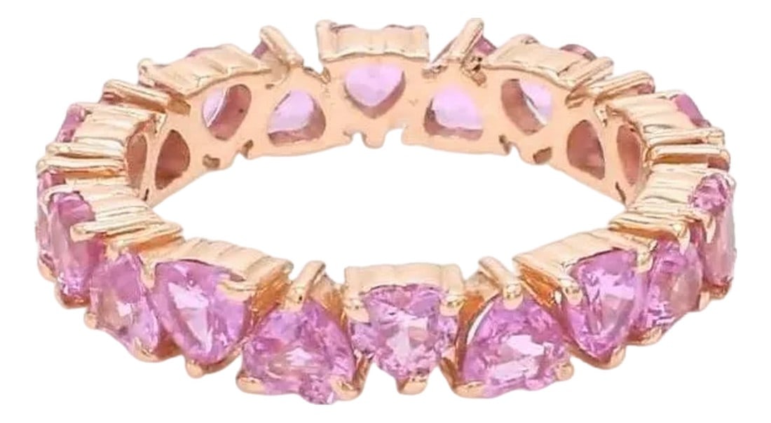 Natural 2.93 cts pink sapphire heart ring in 14k gold (1 of 18)