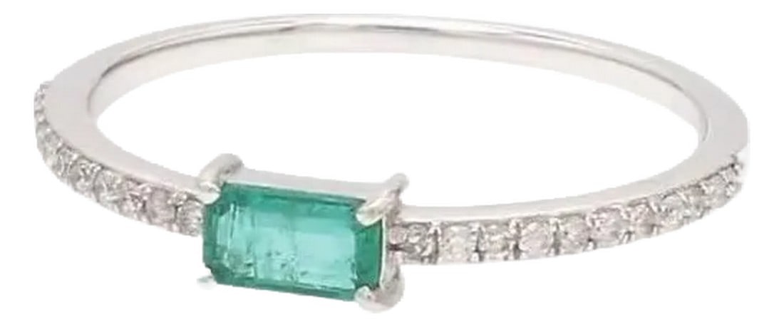 Natural 0.31 cts Zambian emerald & 0.14 cts diamond ring 14k gold: Emerald cut emerald thin diamond ring gold Natural emerald cut emerald prong set diamond ring gold Emerald octagon mini diamond ring GEMSTONE DETAILS : âœ¦ Gemstone : Emerald â!