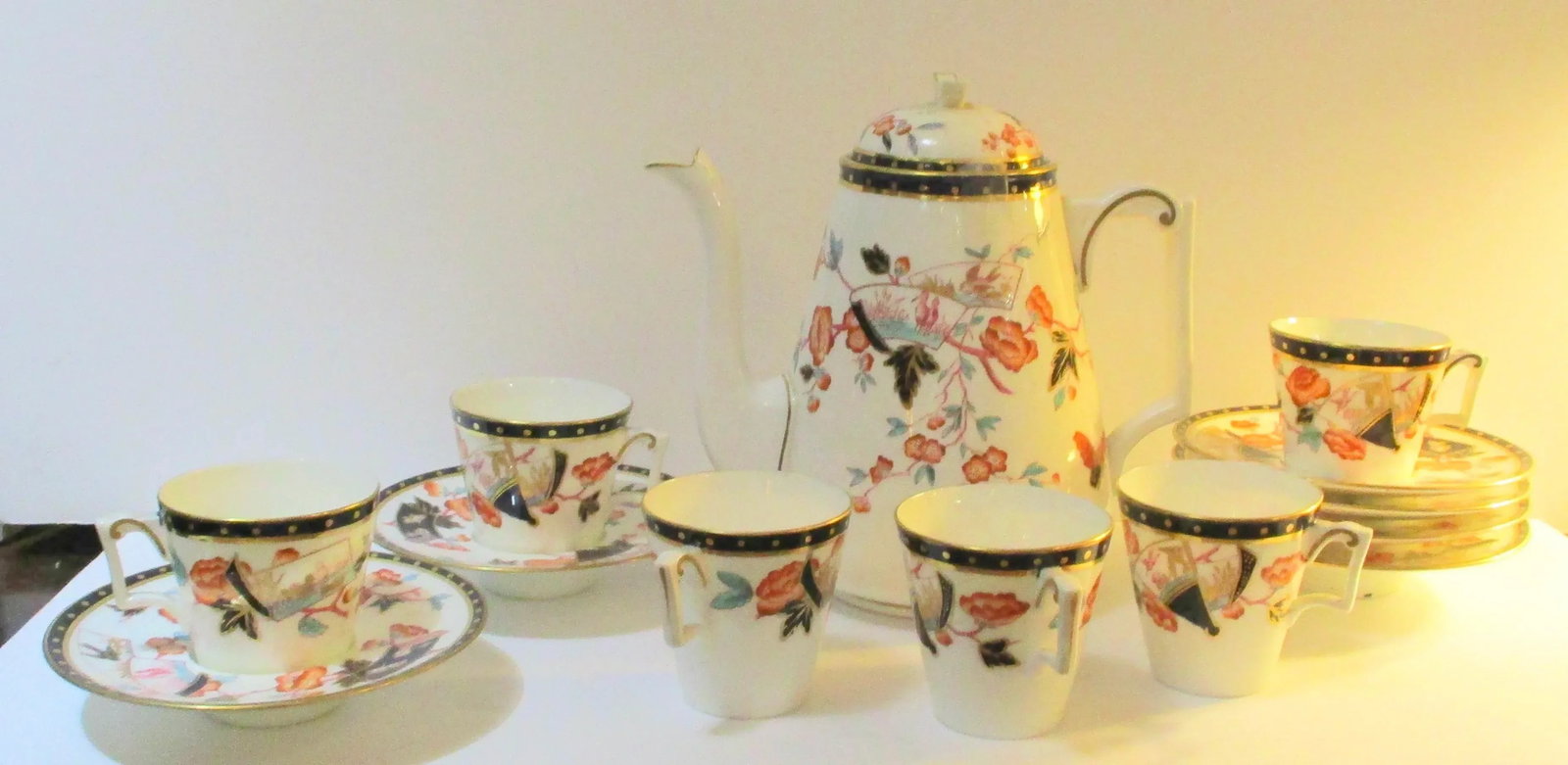 Antique Crown Field Porcelain Tea Set -Set 13 Pieces - 2