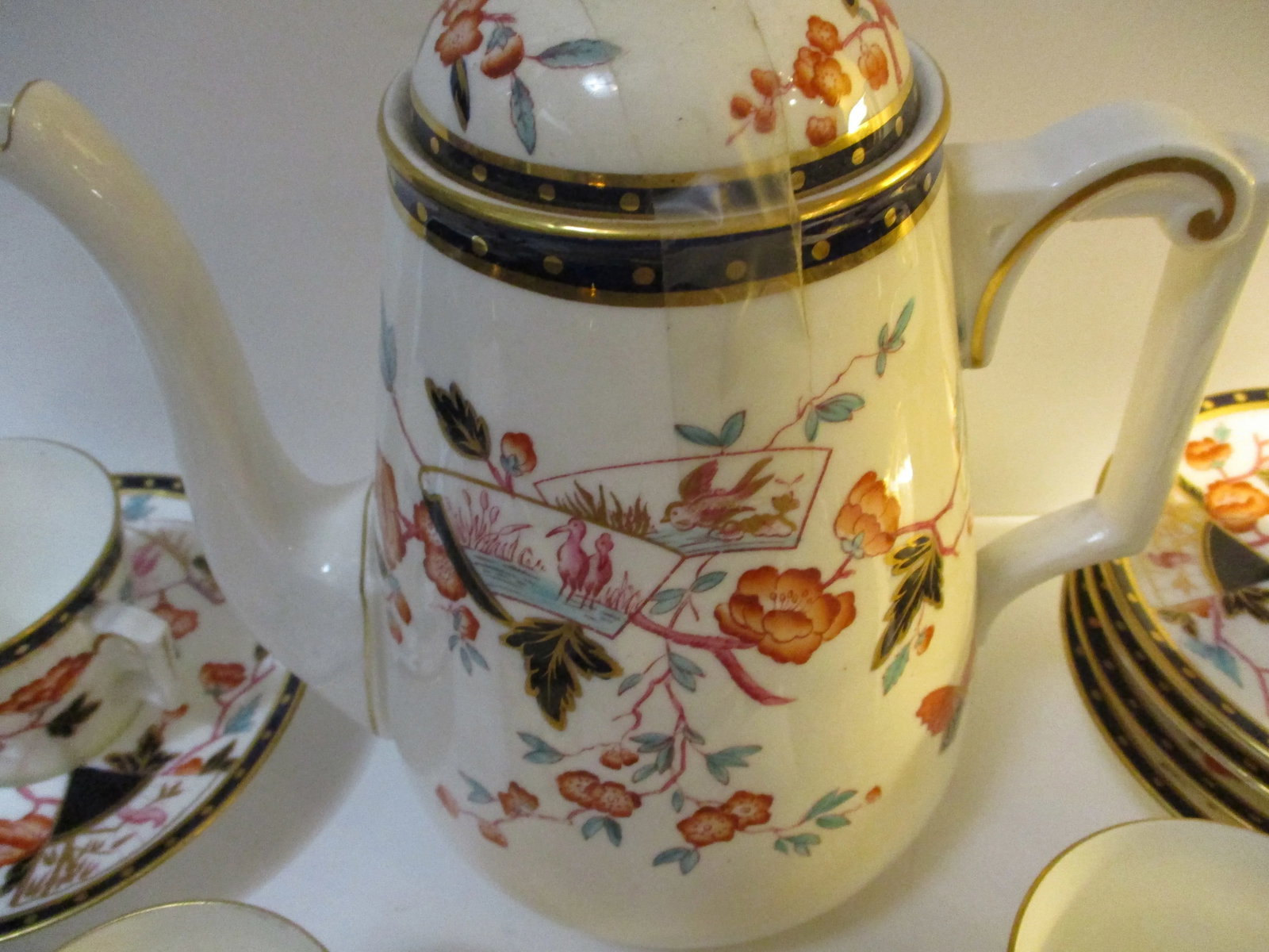 Antique Crown Field Porcelain Tea Set -Set 13 Pieces - 4