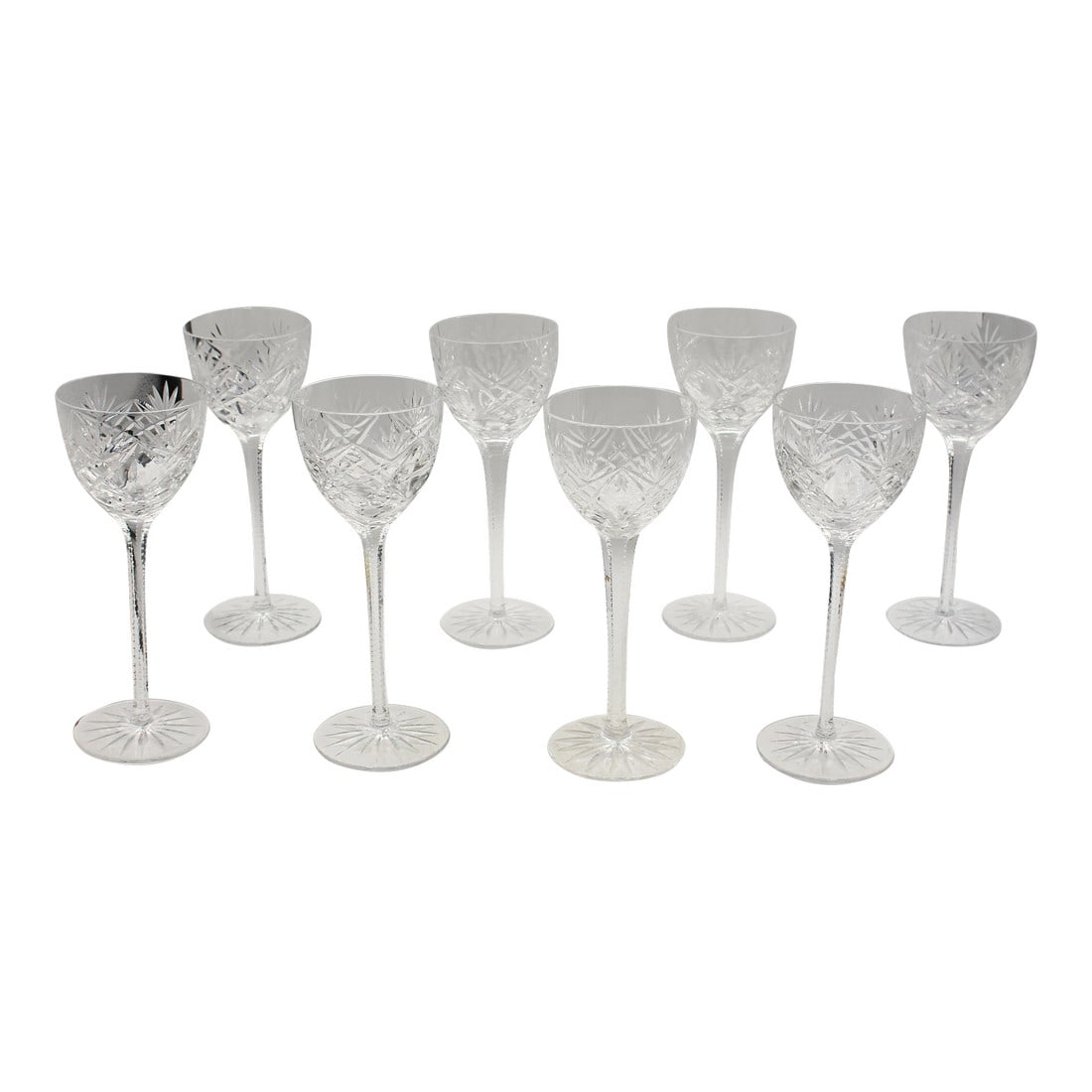 Continental Antique Set of 8 Handblown and Cut Crystal Wine Glasses (1 of 9)