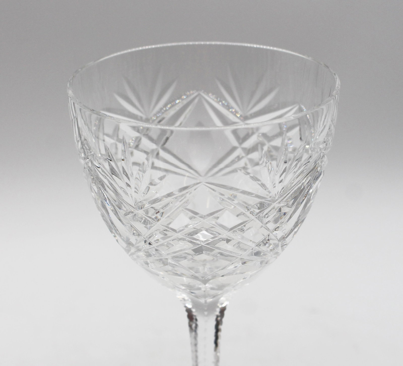 Continental Antique Set of 8 Handblown and Cut Crystal Wine Glasses - 5