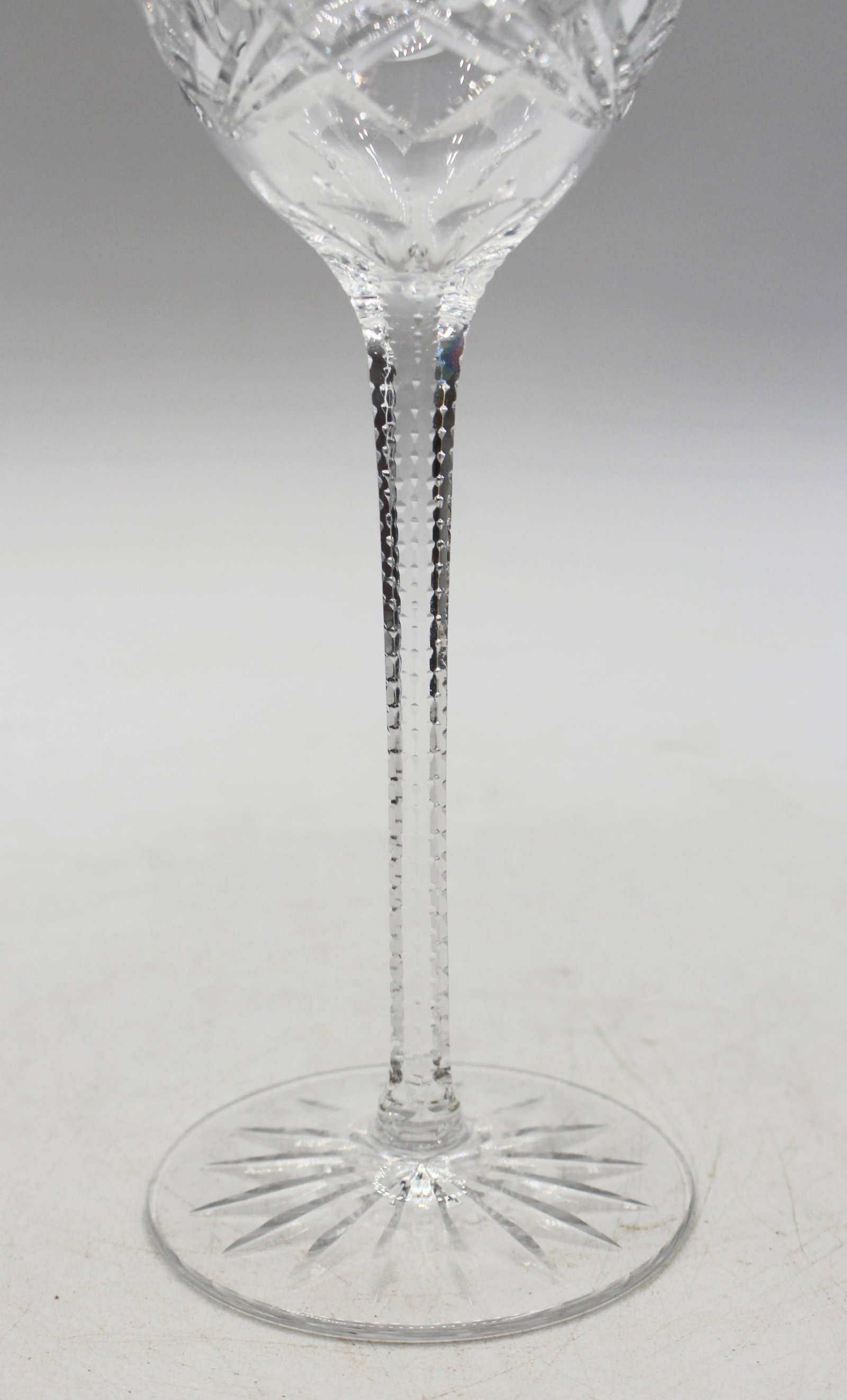 Continental Antique Set of 8 Handblown and Cut Crystal Wine Glasses - 6