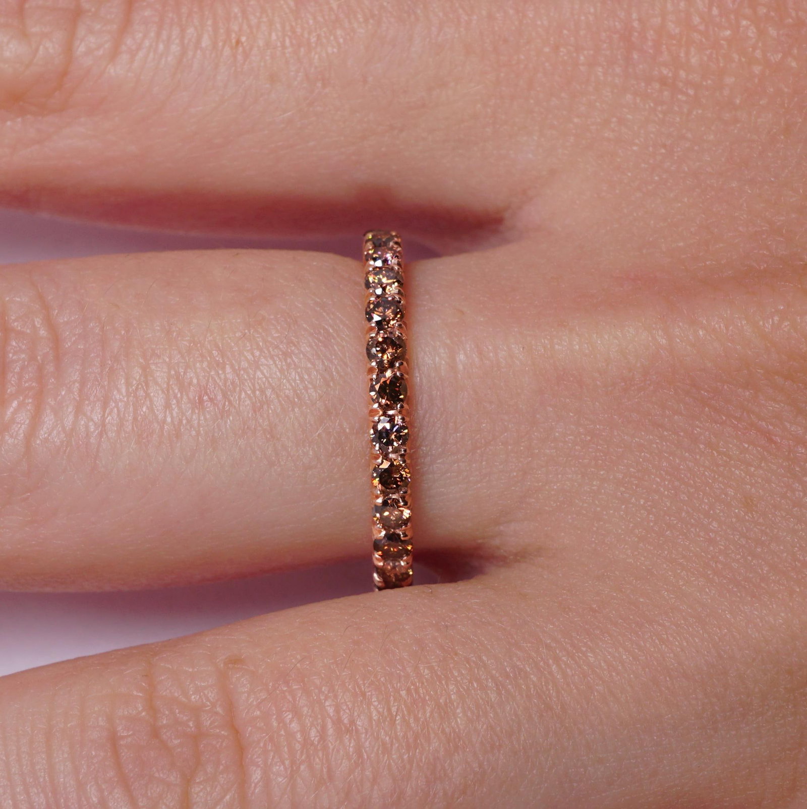 1.10 Carat Micro-Pave Fall Colors Diamond Eternity Wedding Band In Rose Gold - 5