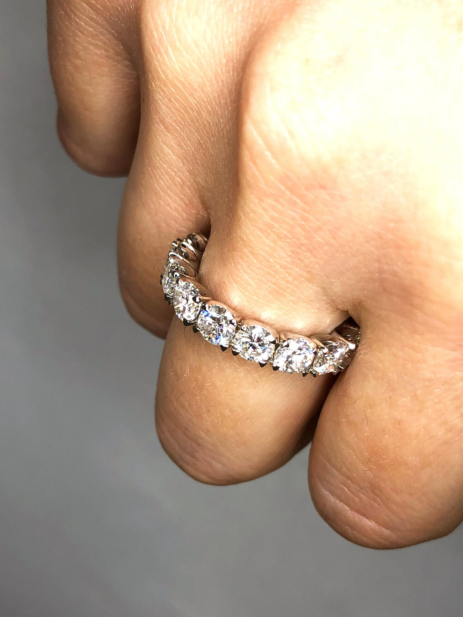 Eternity Band with 4.45 Ct Brilliant Round Diamonds prong set in Platinum, Size 5.5 - 2