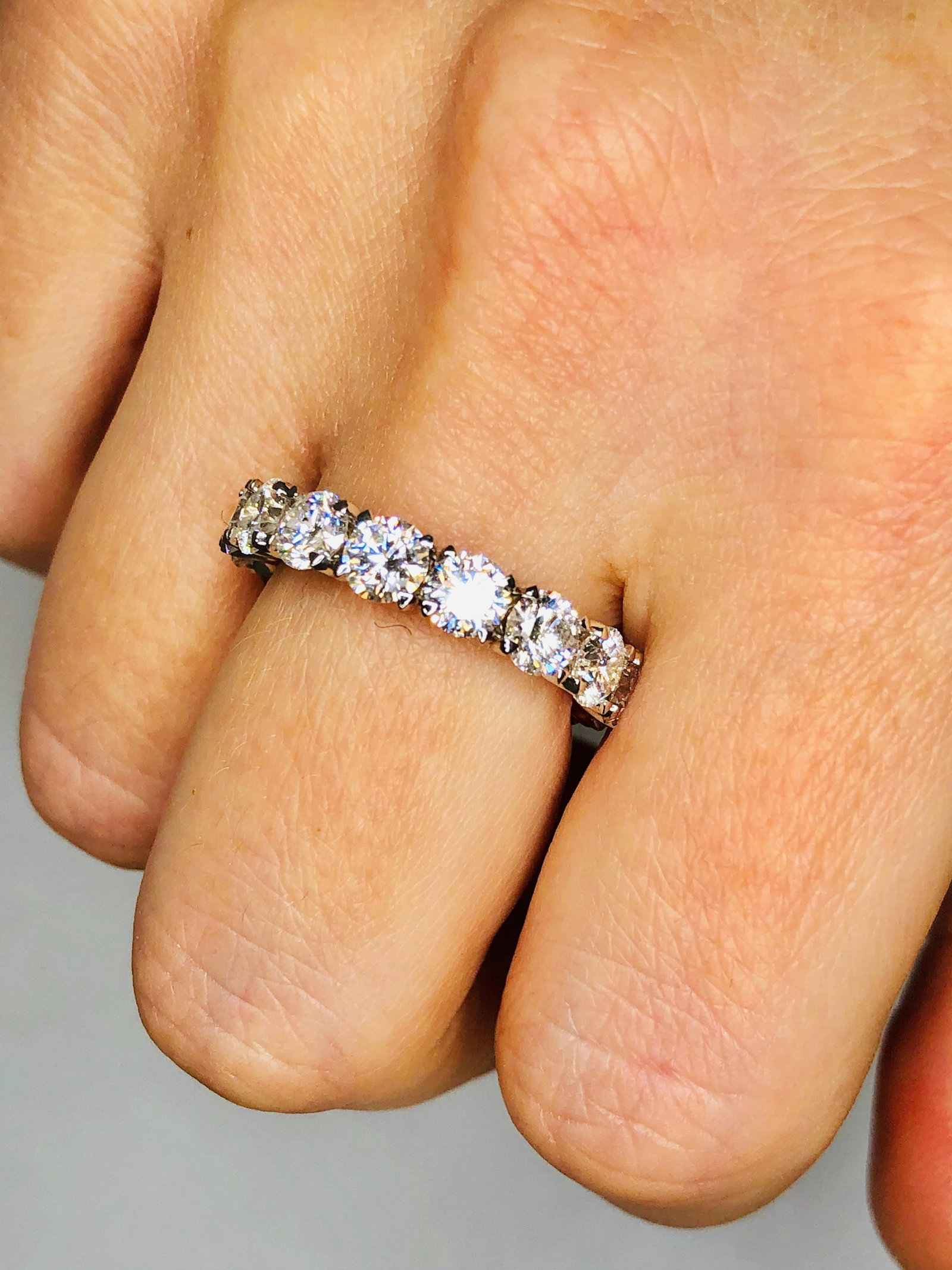 Eternity Band with 4.45 Ct Brilliant Round Diamonds prong set in Platinum, Size 5.5 - 3