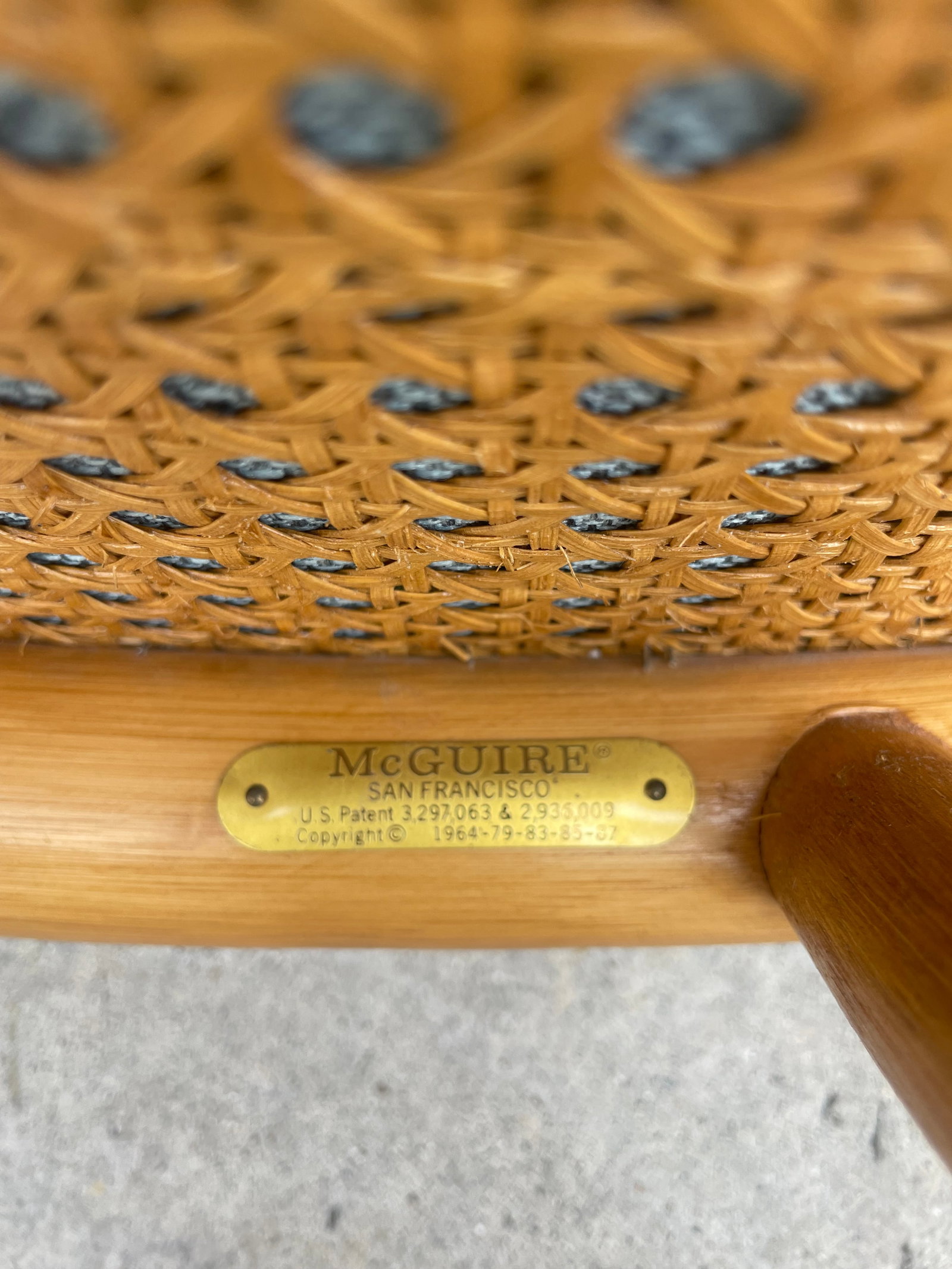 Pair of Vintage Rattan McGuire Directors Style Armchairs, Newly Upholstered Sunbrella Seats - 7