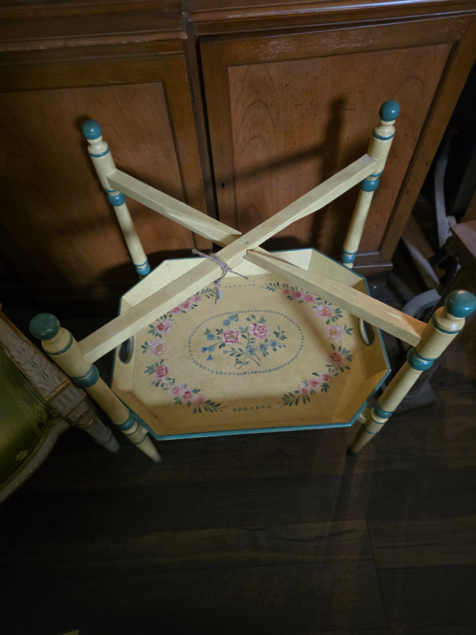 Two Tiered Tray Table With Hand Painted Finish - 5