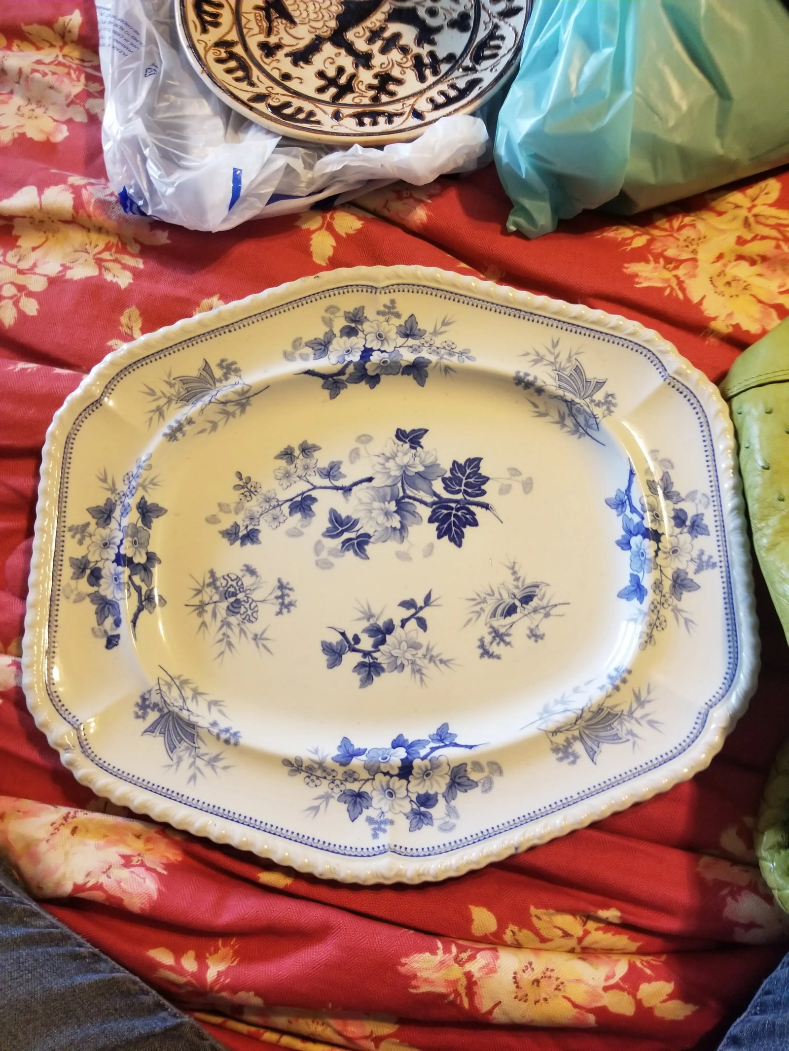 Antique Blue and White Platter - 6