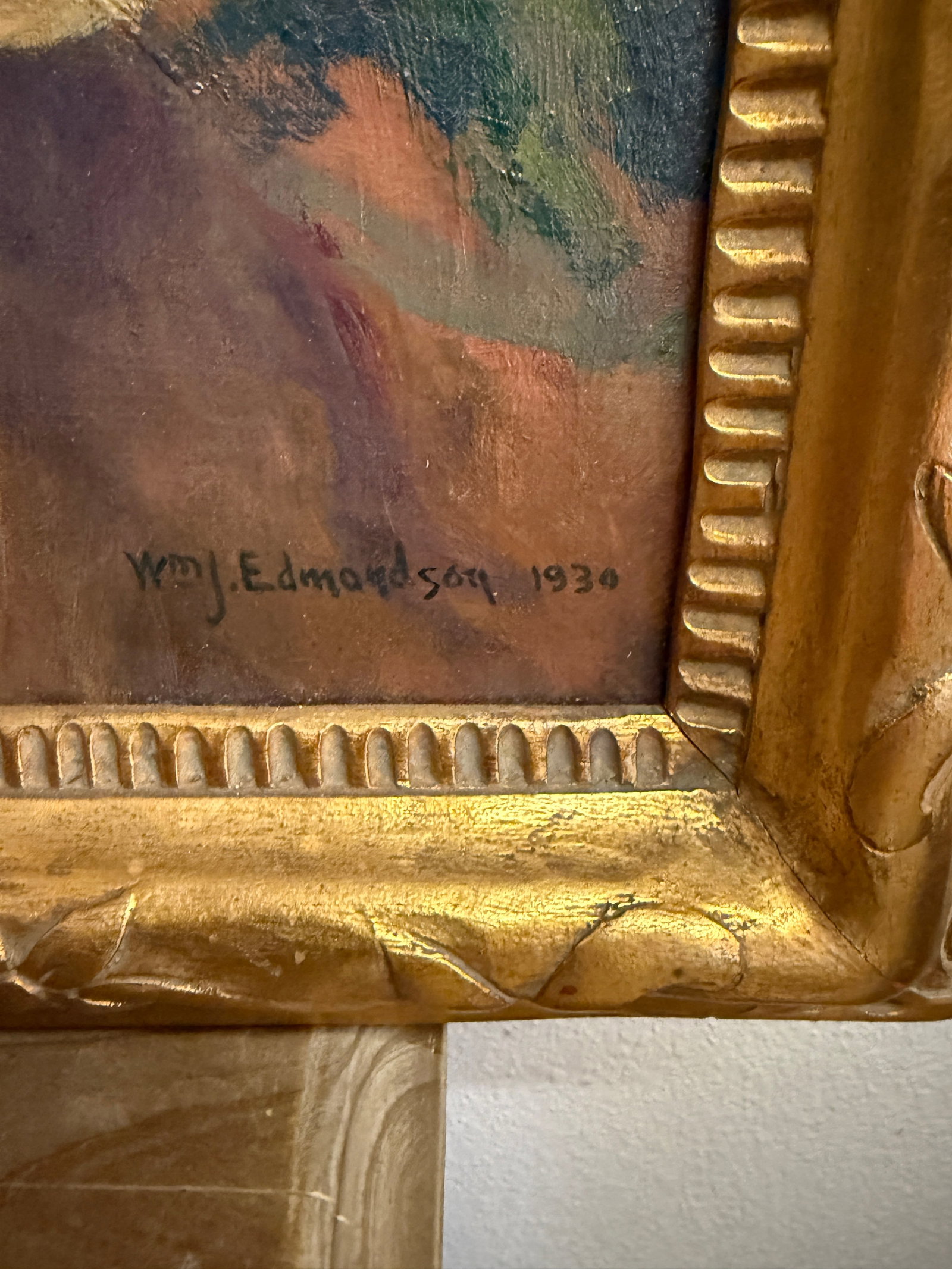 Antique Oil Painting " Girl in Yellow Dress" Portrait by WMJ Edmondson 1930 Large Painting Gold Fram - 4