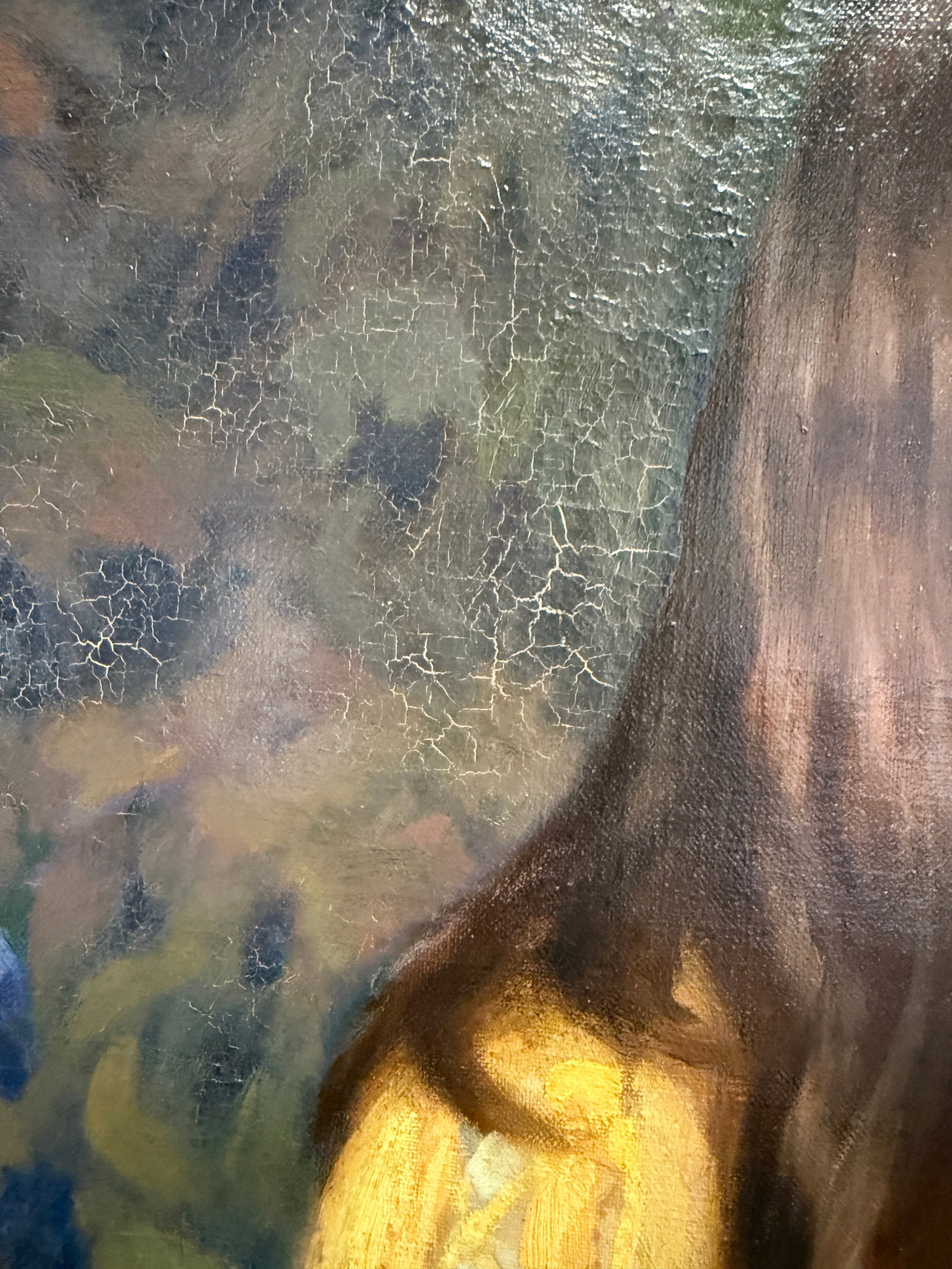 Antique Oil Painting " Girl in Yellow Dress" Portrait by WMJ Edmondson 1930 Large Painting Gold Fram - 5