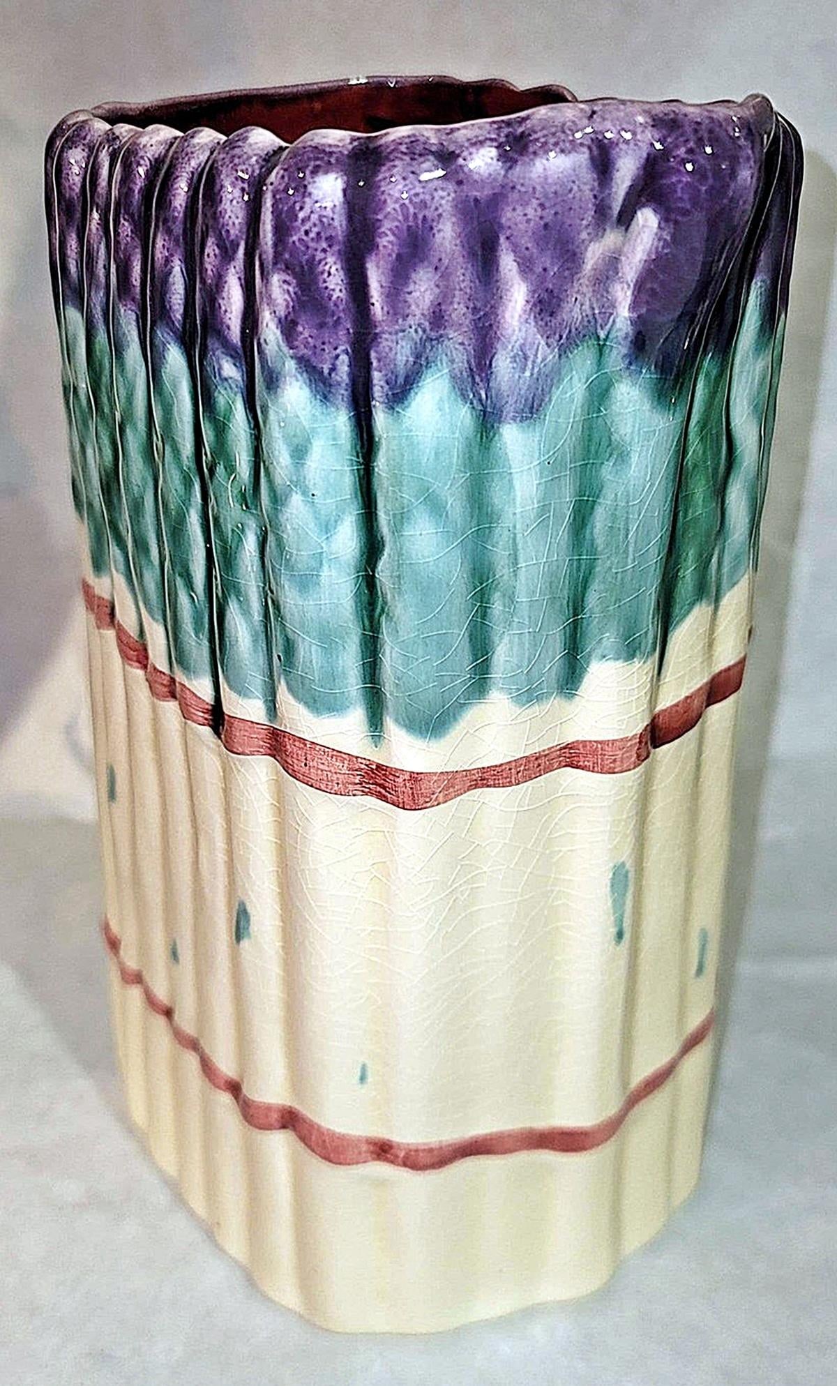 1990s French Majolica Asparagus Pitcher With Spears - 11