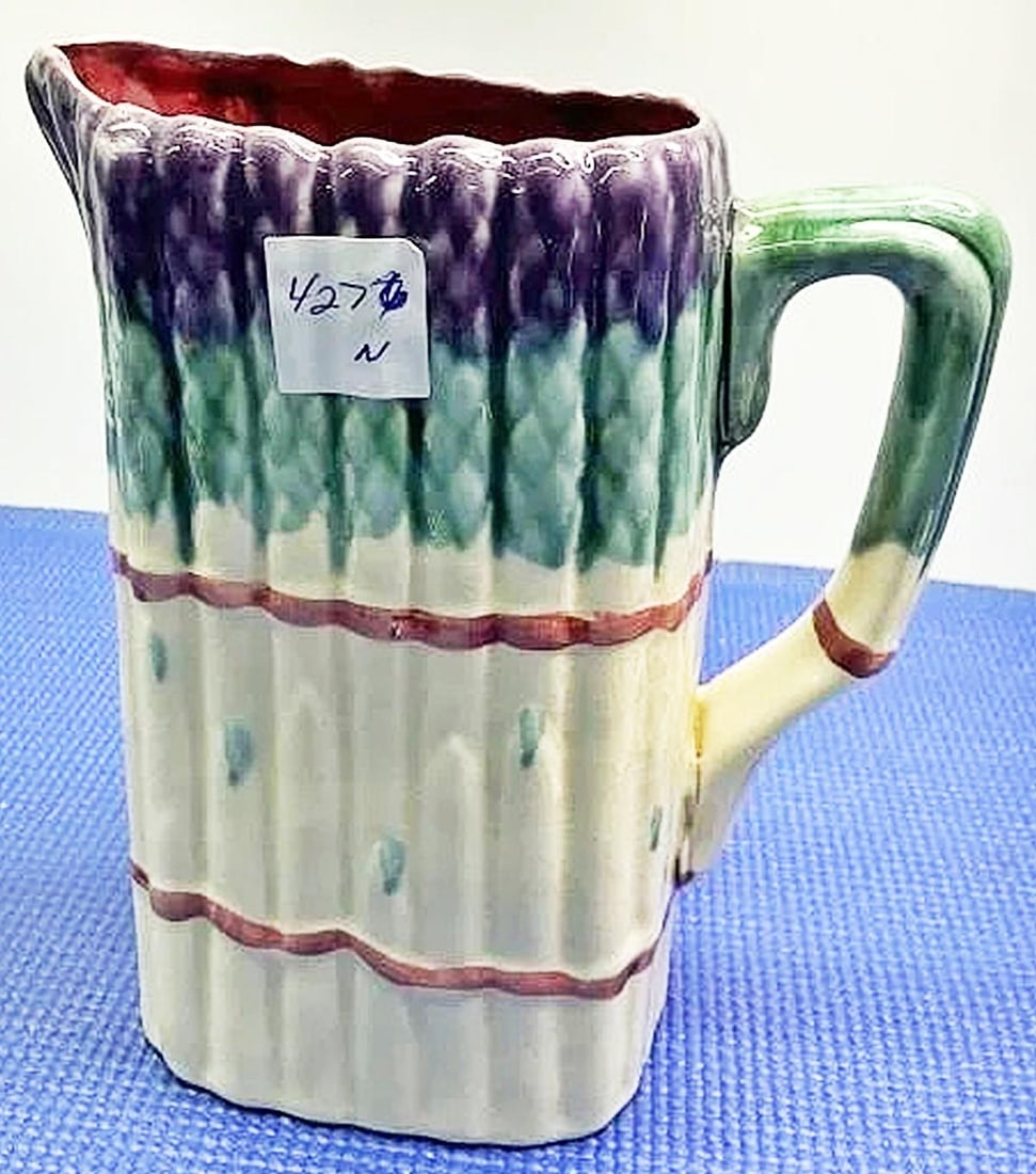 1990s French Majolica Asparagus Pitcher With Spears - 5