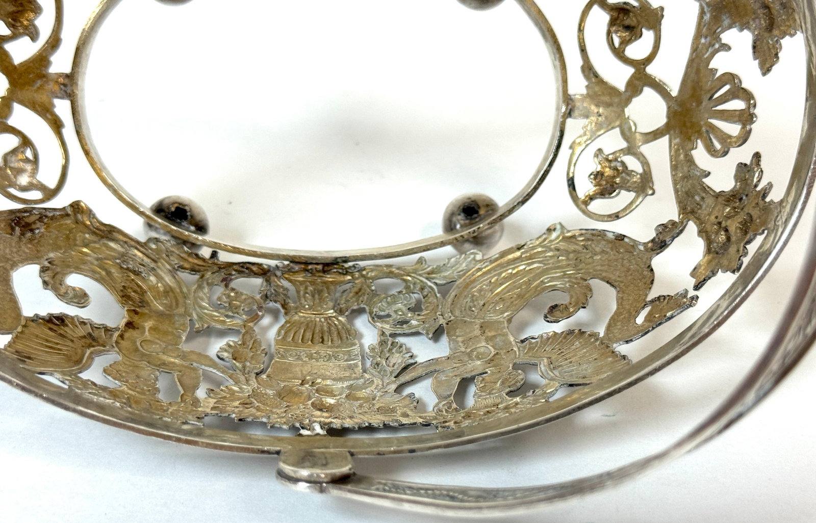 Empire Style Silver & Crystal Swing-Handle Basket /Sphinx Decoration, C. 1820 - 9